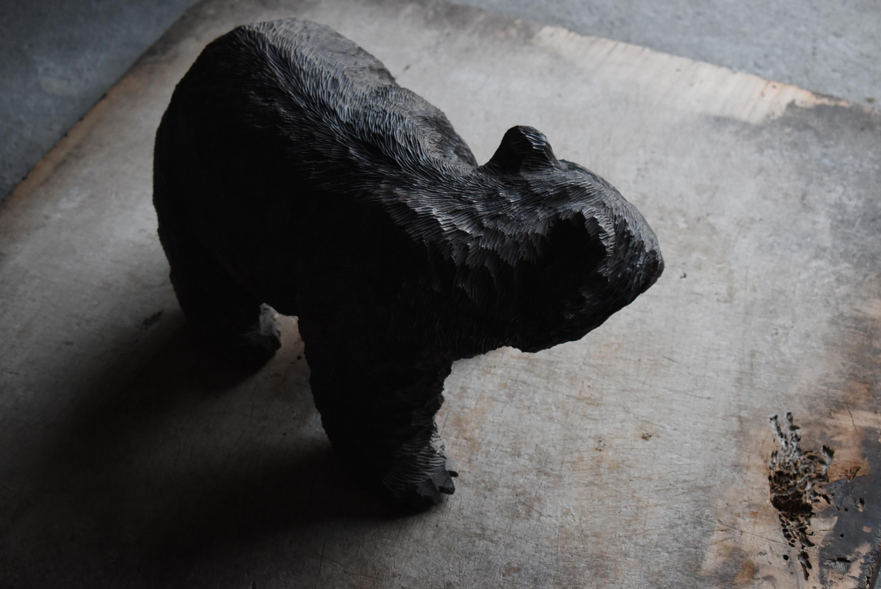 Japanese Old Wood Carving Large Bear 1963's / Sculpture Mingei 12