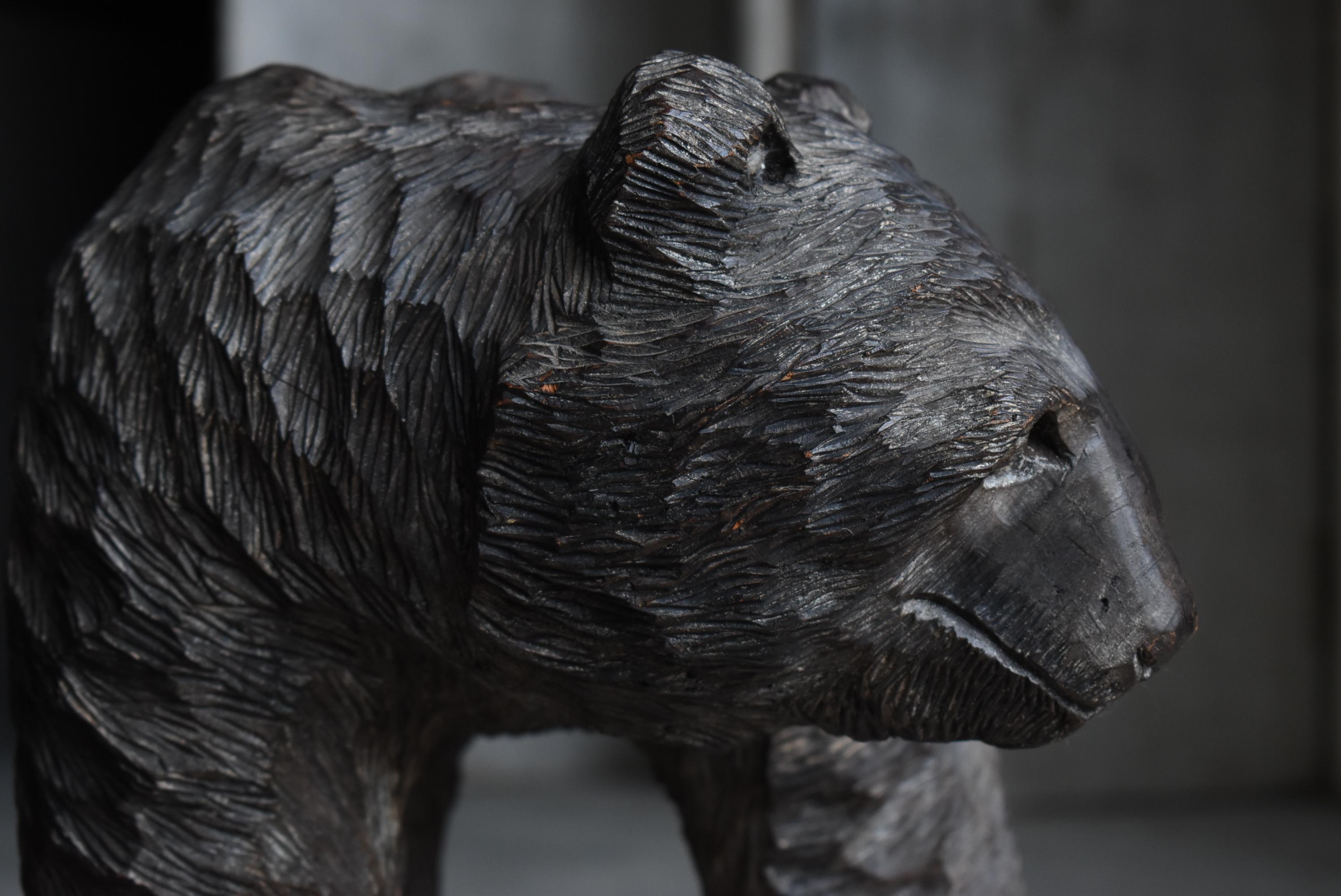 Japanese Old Wood Carving Large Bear 1963's / Sculpture Mingei 2