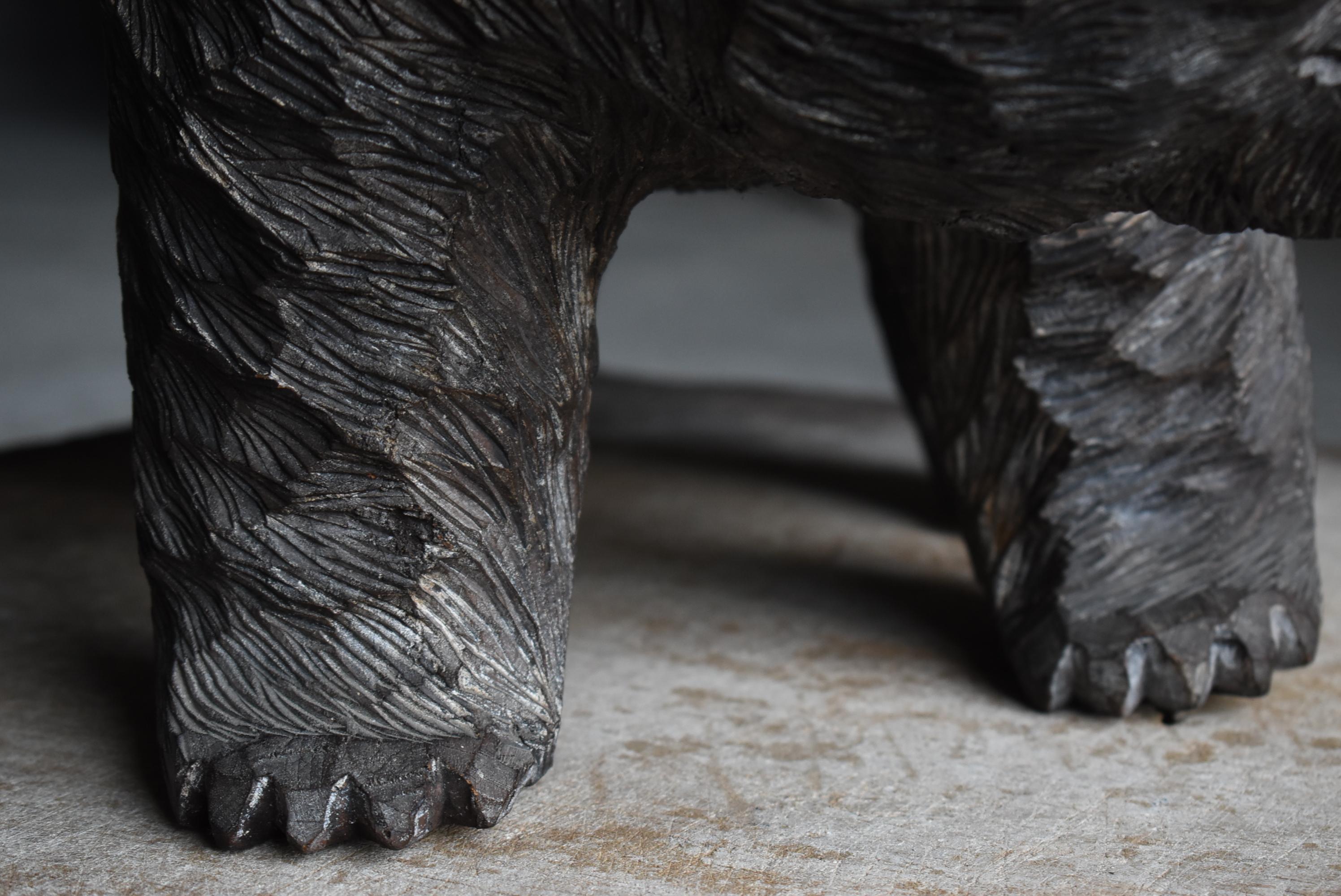 Japanese Old Wood Carving Large Bear 1963's / Sculpture Mingei 3