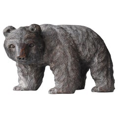 Japanese Old Wood Carving Large Bear 1963's / Sculpture Mingei