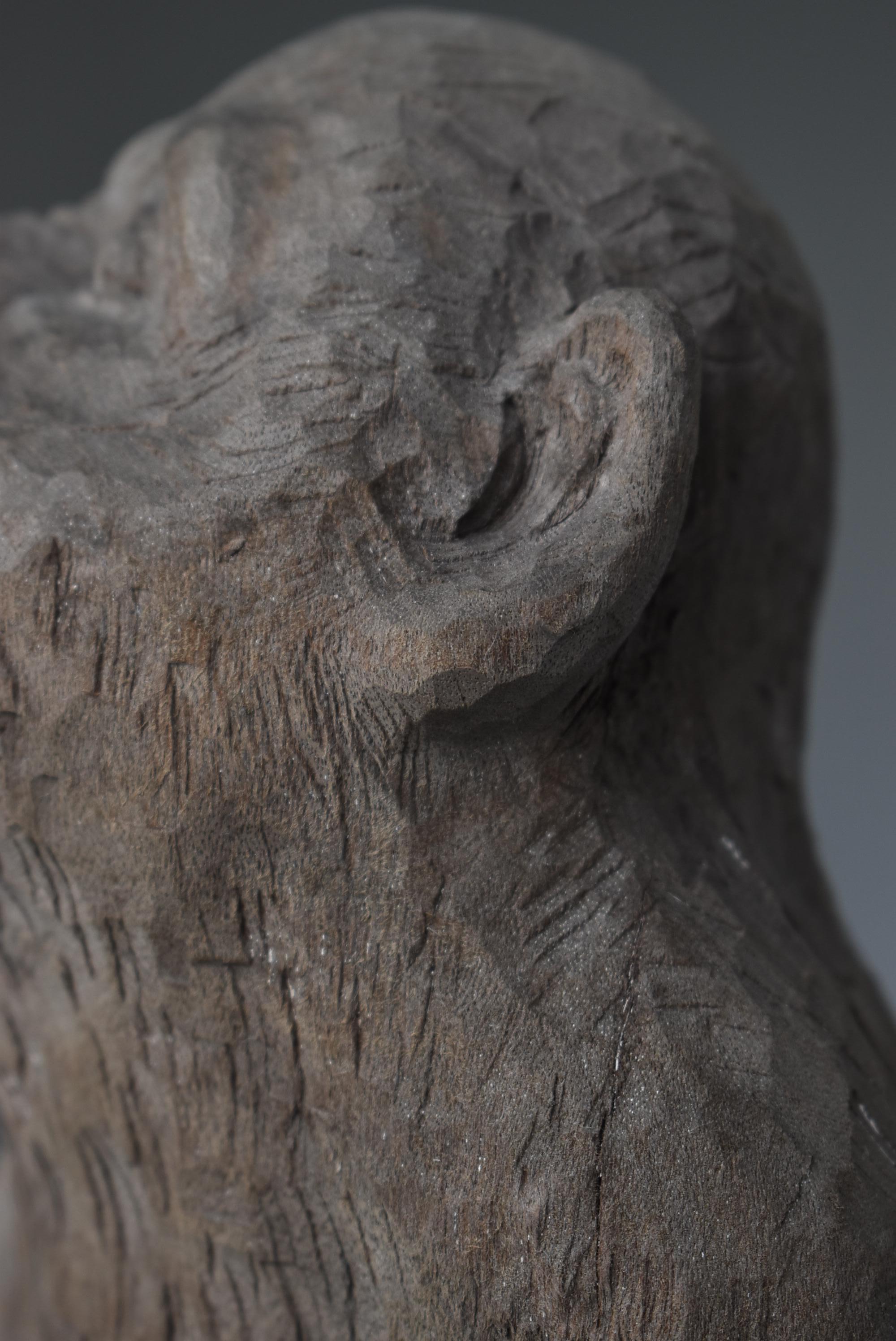 Japanese Old Wood Carving Monkey 1950s-1970s / Sculpture Wabisabi 3