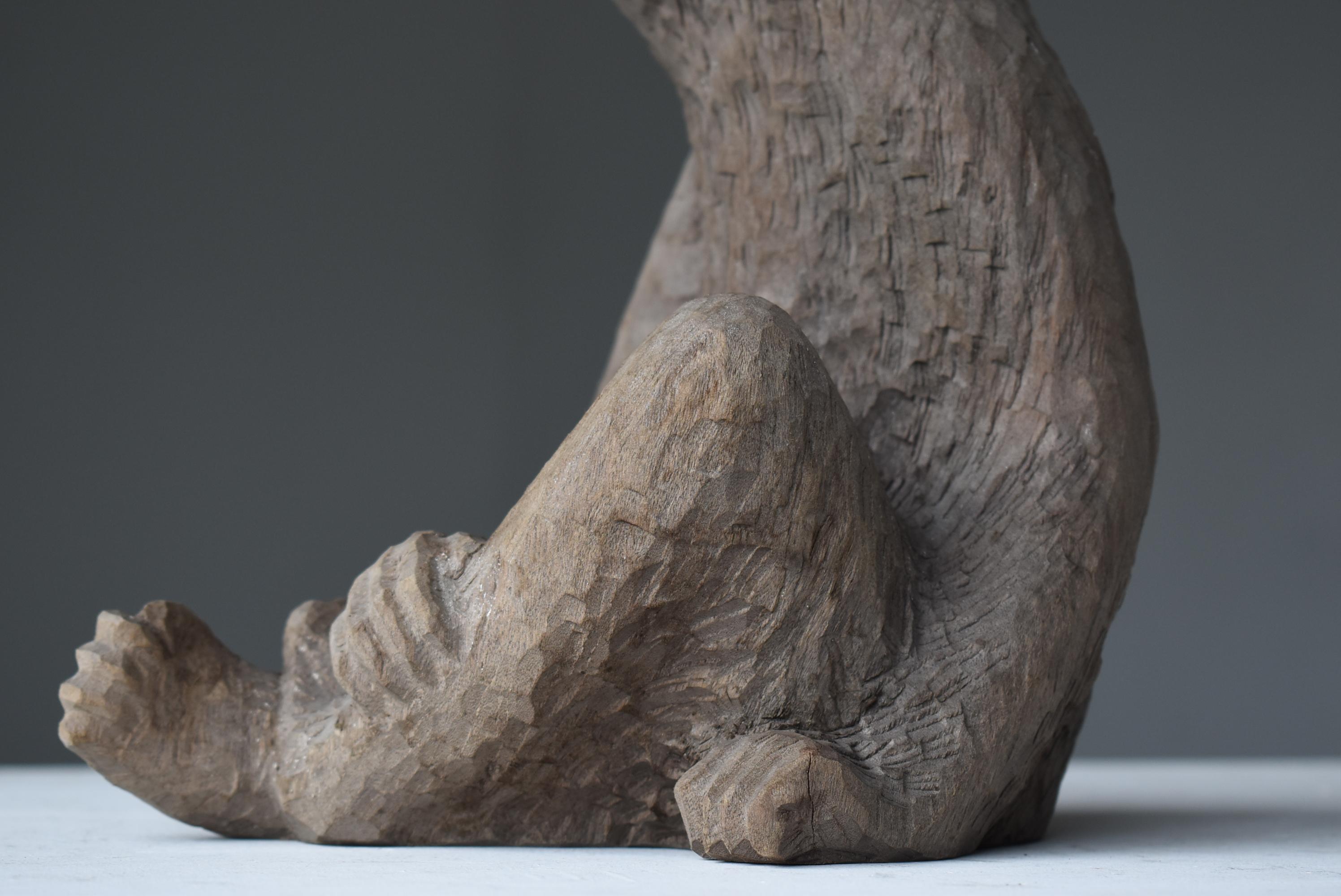 Japanese Old Wood Carving Monkey 1950s-1970s / Sculpture Wabisabi 4