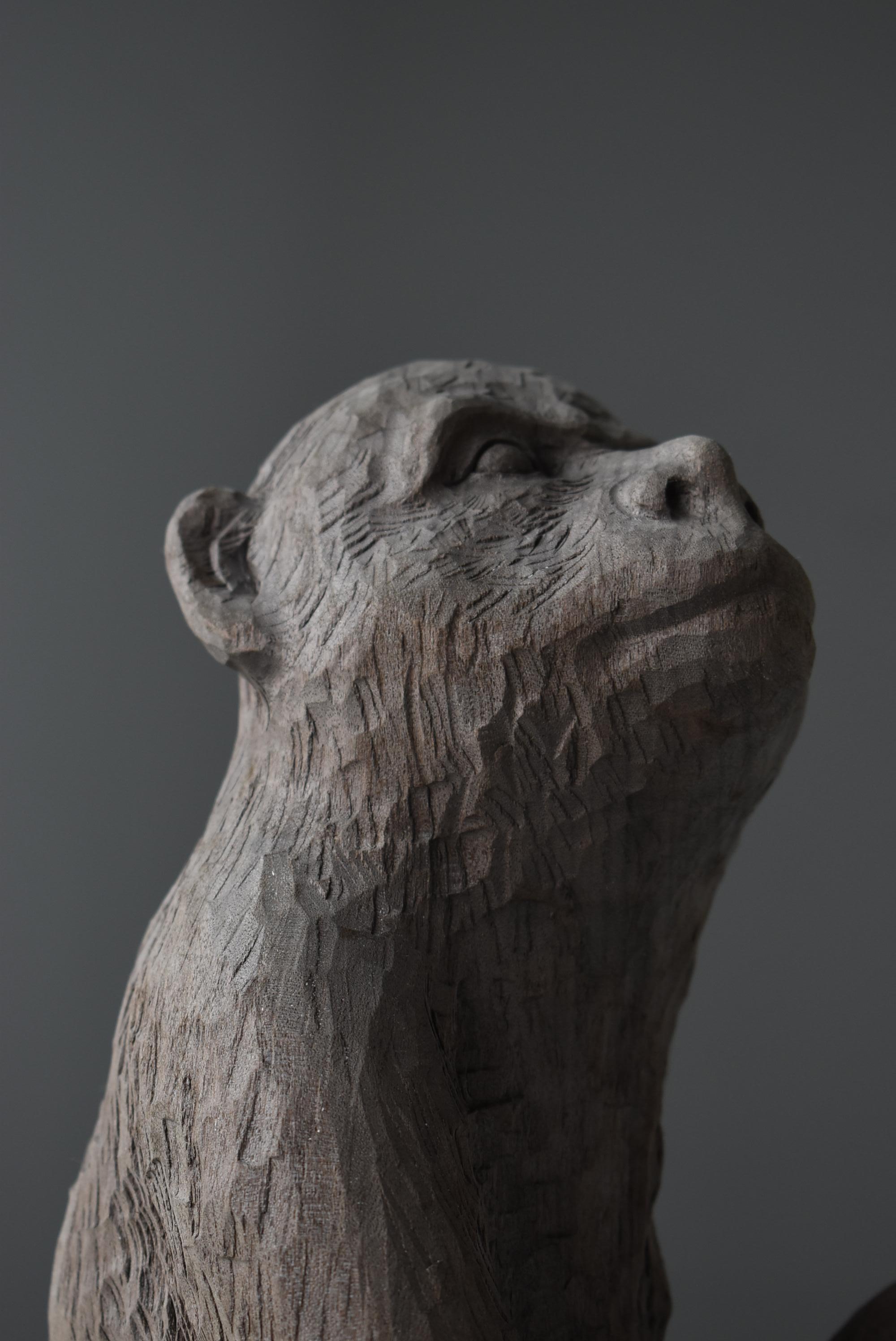 Japanese Old Wood Carving Monkey 1950s-1970s / Sculpture Wabisabi 8