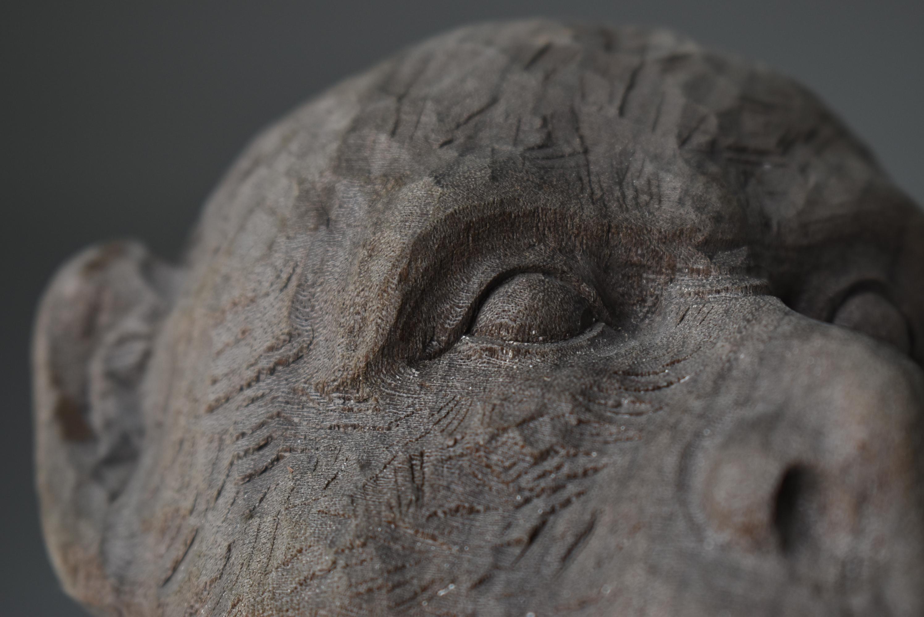 Japanese Old Wood Carving Monkey 1950s-1970s / Sculpture Wabisabi 9