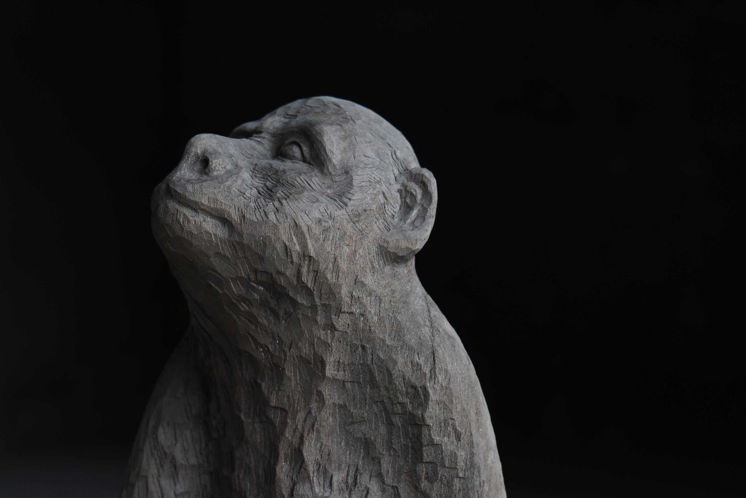 Japanese Old Wood Carving Monkey 1950s-1970s / Sculpture Wabisabi 13