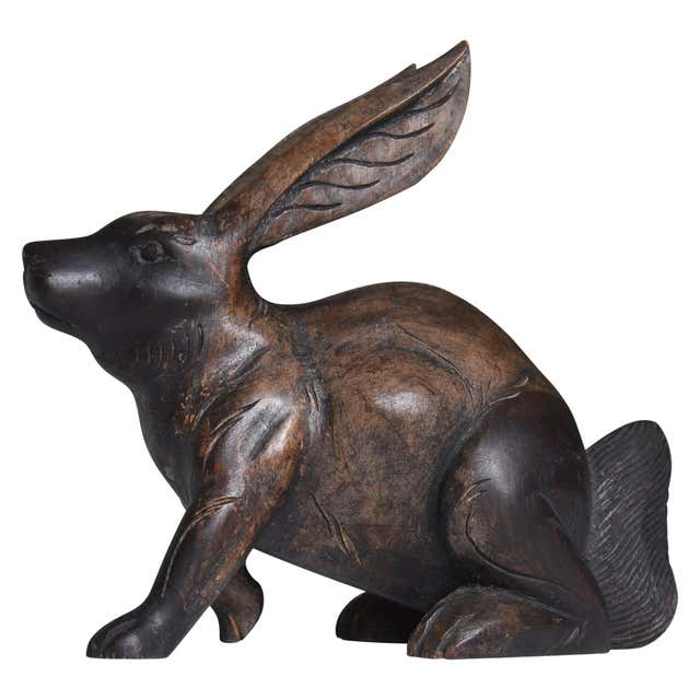 Art Deco Rabbits Pair of Hand Cast Bronze Antiques from Japan at 1stDibs