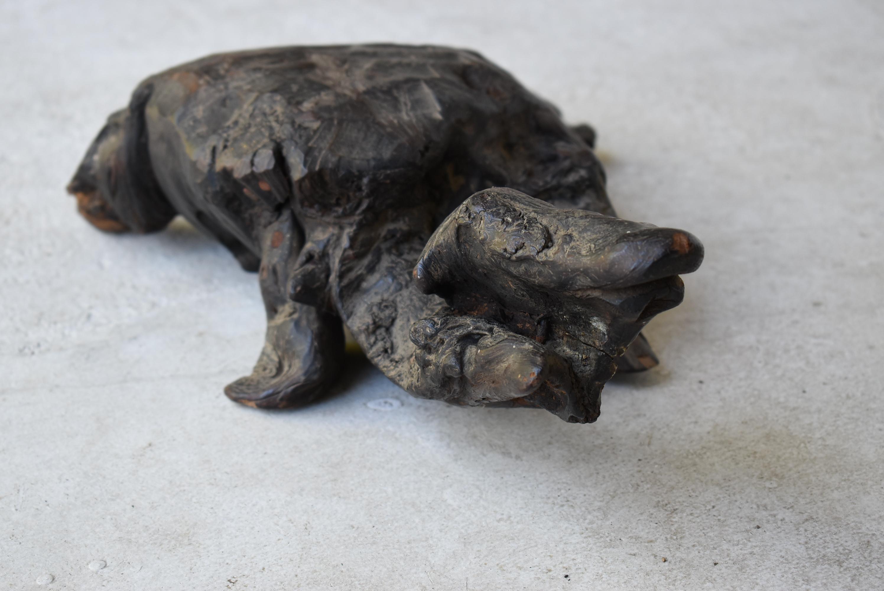 19th Century Japanese Old Wood Carving Turtle 1800s-1900s/Antique Art Wabisabi