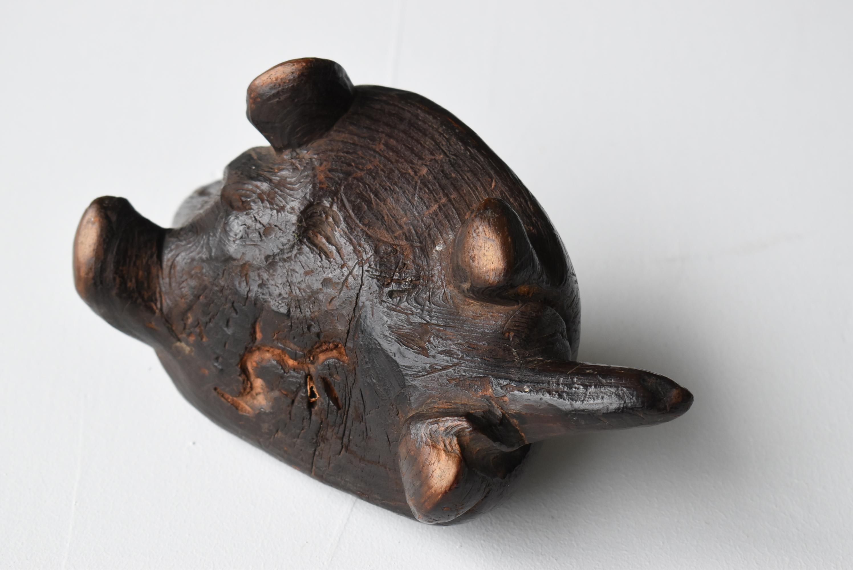 Japanese Old Wood Carving Turtle 1900s-1920s/Antique Figurine Sculpture Fork Art 6
