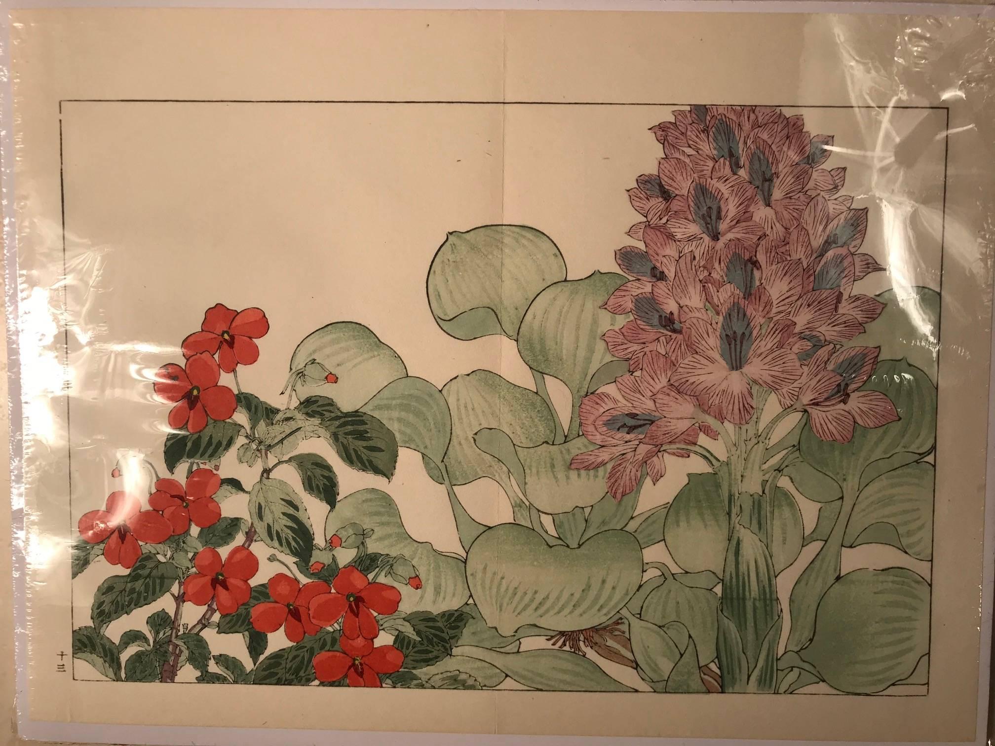 Japanese Old Woodblock Flower Prints Tanigami Konan  Immediately Frameable #2 In Good Condition In South Burlington, VT