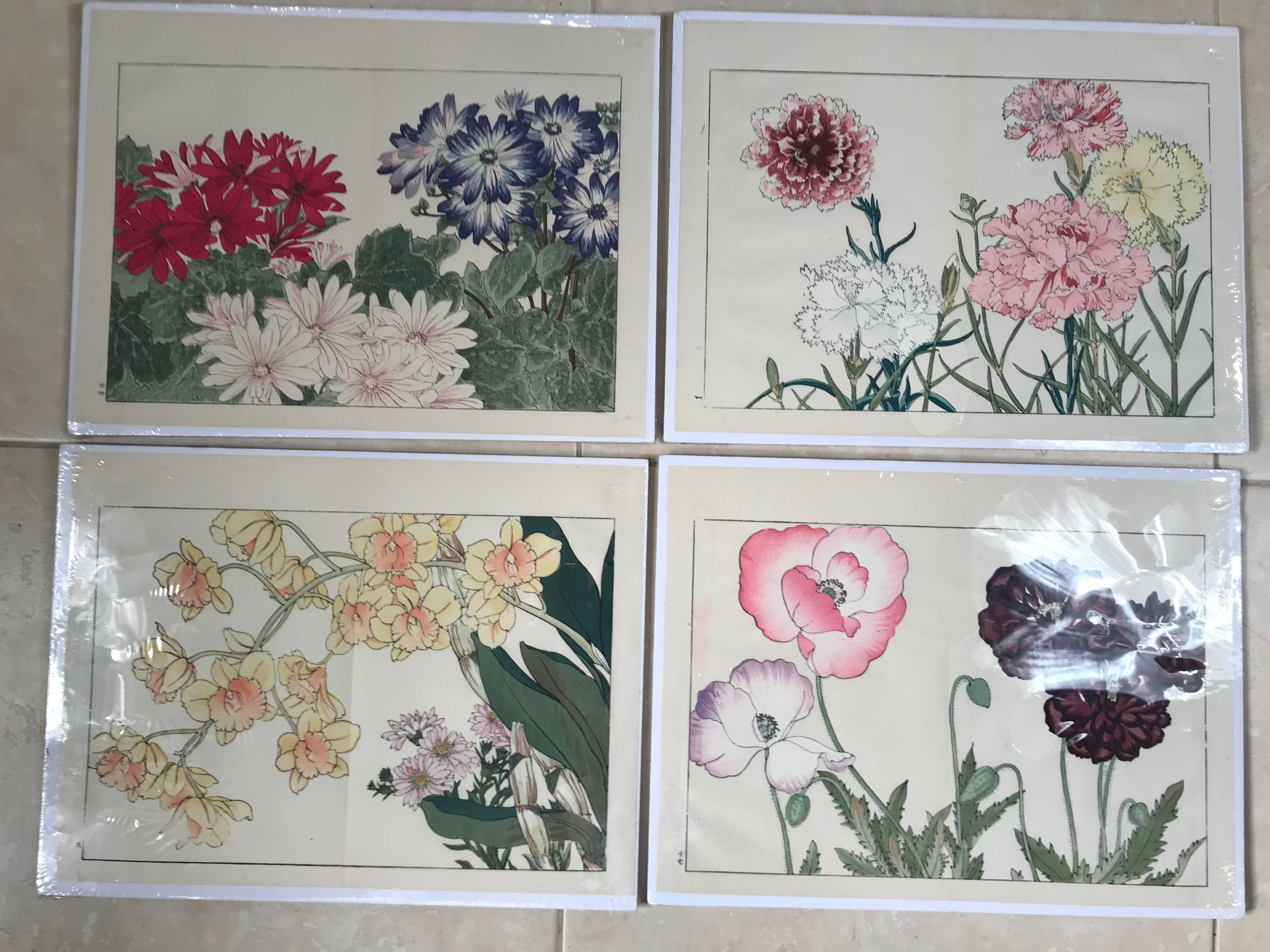 Japanese Old Woodblock Flower Prints Tanigami Konan Immediately Frameable #4 4