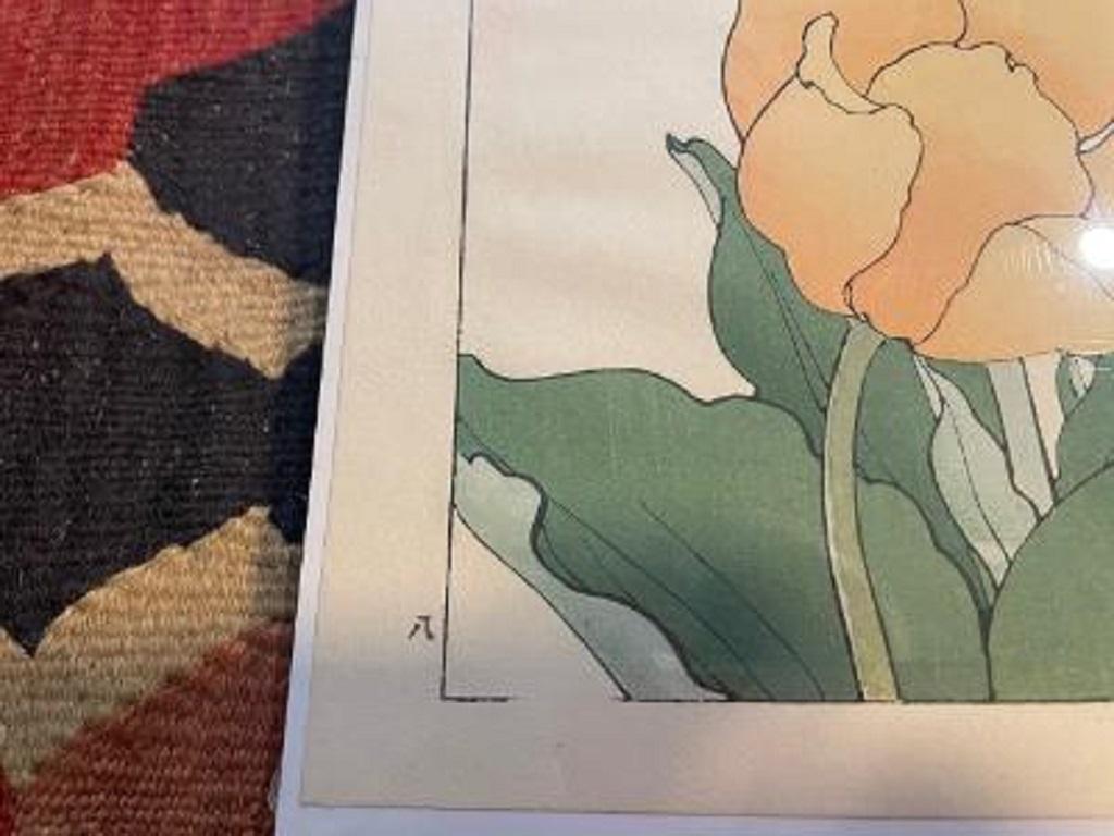 Hand-Crafted Japanese Old Woodblock Flower Prints Tanigami Konan Immediately Frameable