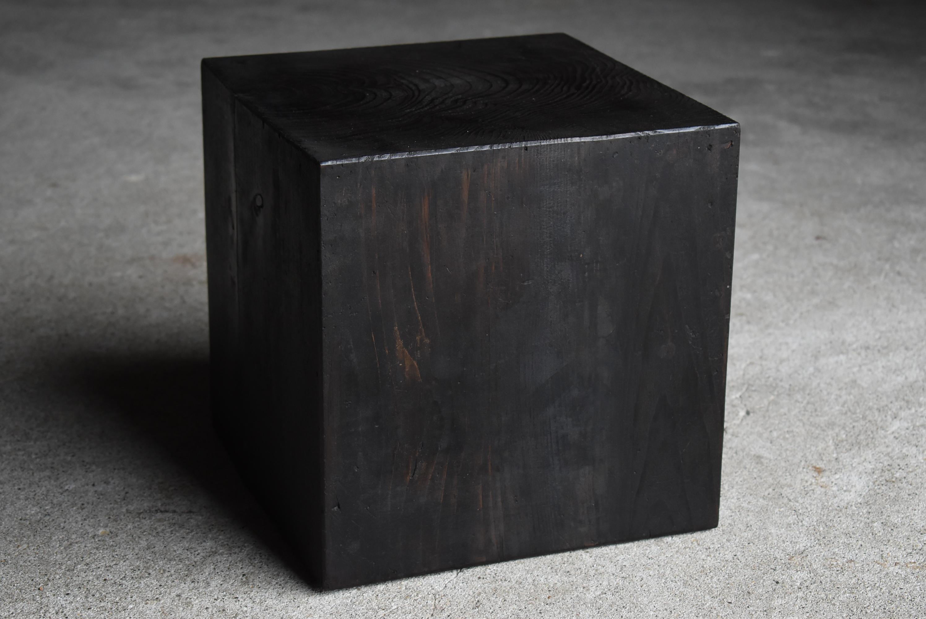 Mid-20th Century Japanese Old Wooden Block Stool 1940s-1960s / Primitive Side Chair Wabisabi