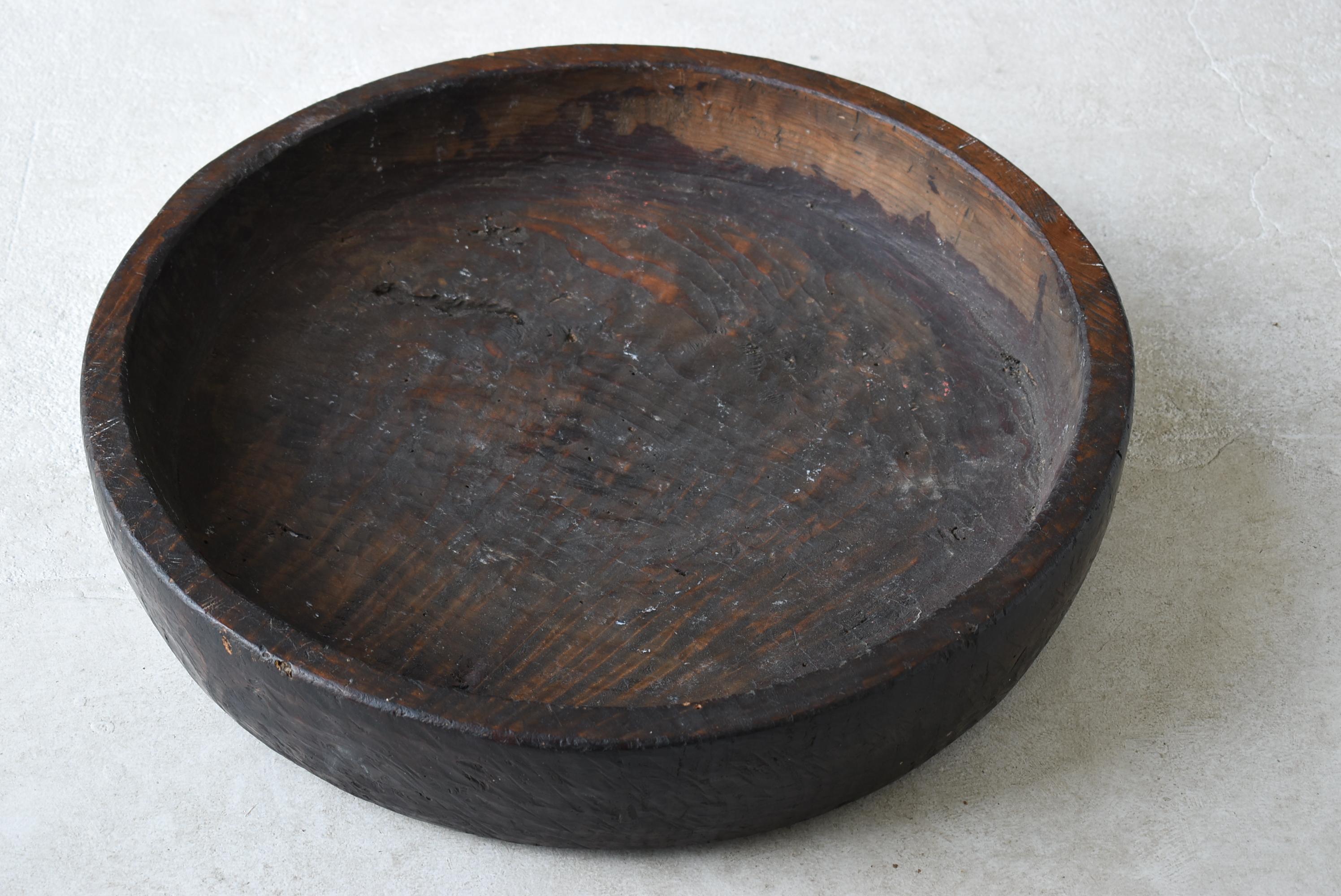 Meiji Japanese Old Wooden Bowl 1860s-1920s/Antique Folk Art Wood Carving Wabisabi