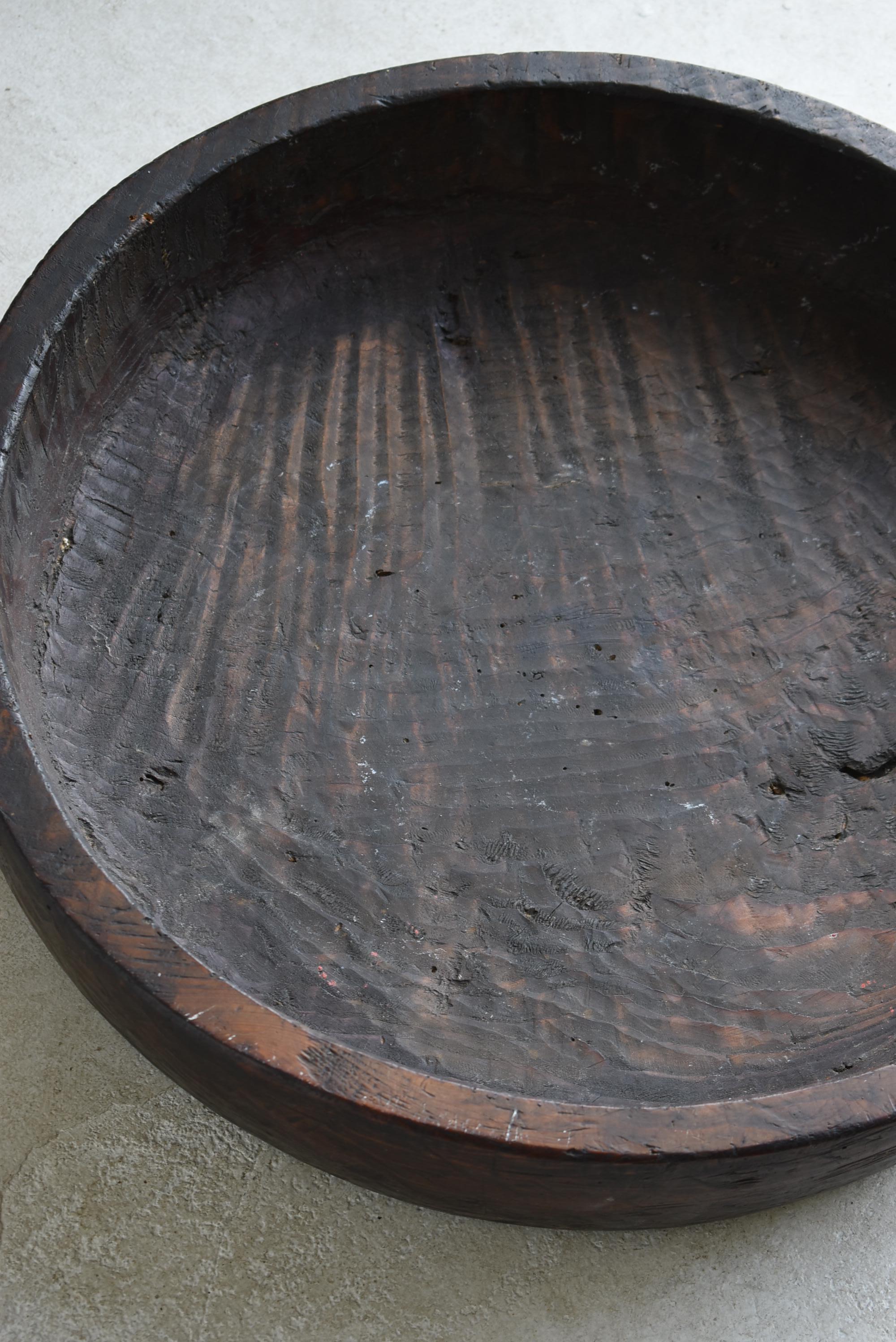 20th Century Japanese Old Wooden Bowl 1860s-1920s/Antique Folk Art Wood Carving Wabisabi