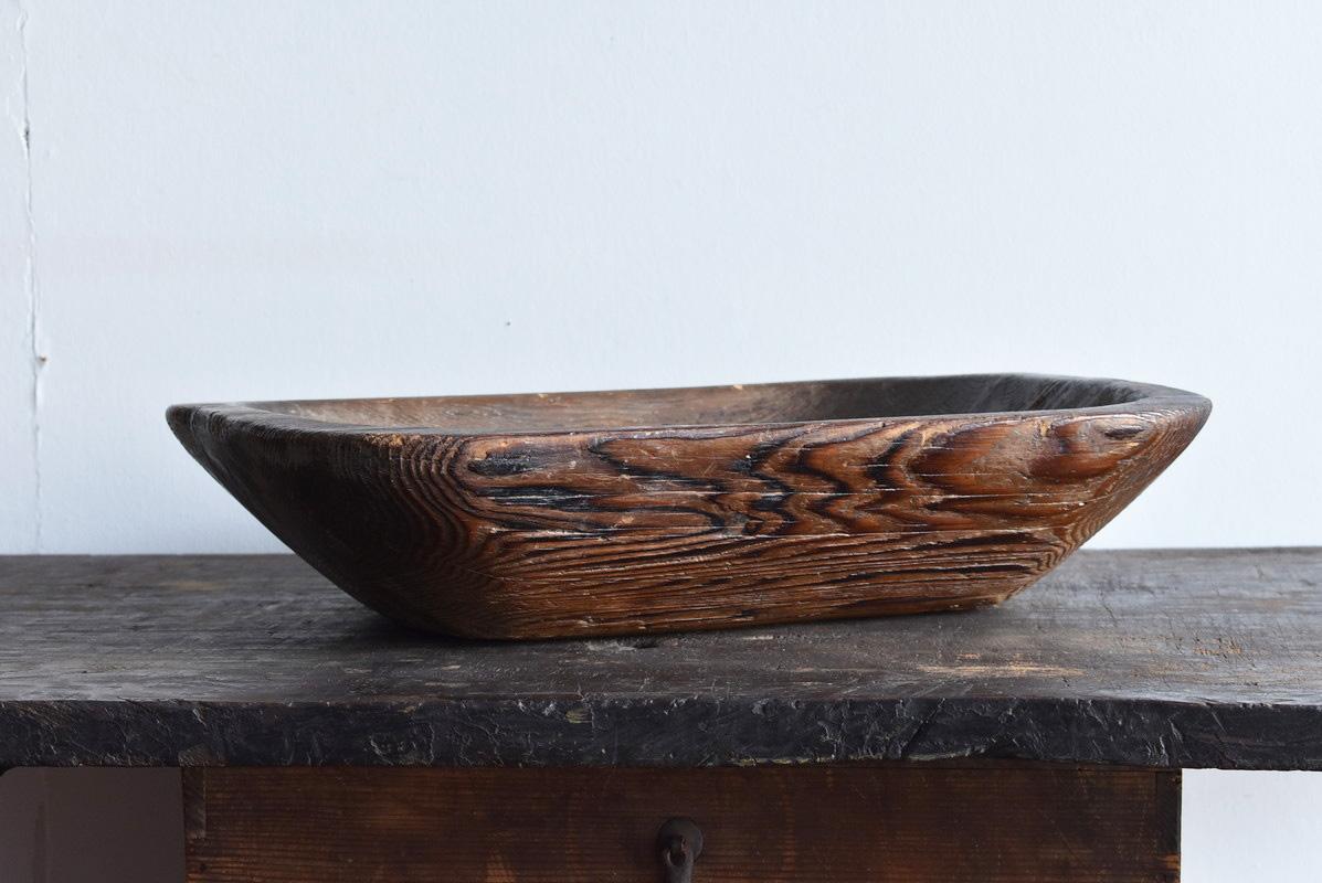 19th Century Japanese Old Wooden Bowl / Container That Feels Lonely / Meiji-Showa/Farm Tools