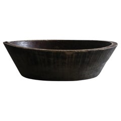 Japanese Old Wooden Bowl Primitive Wabi-Sabi Used