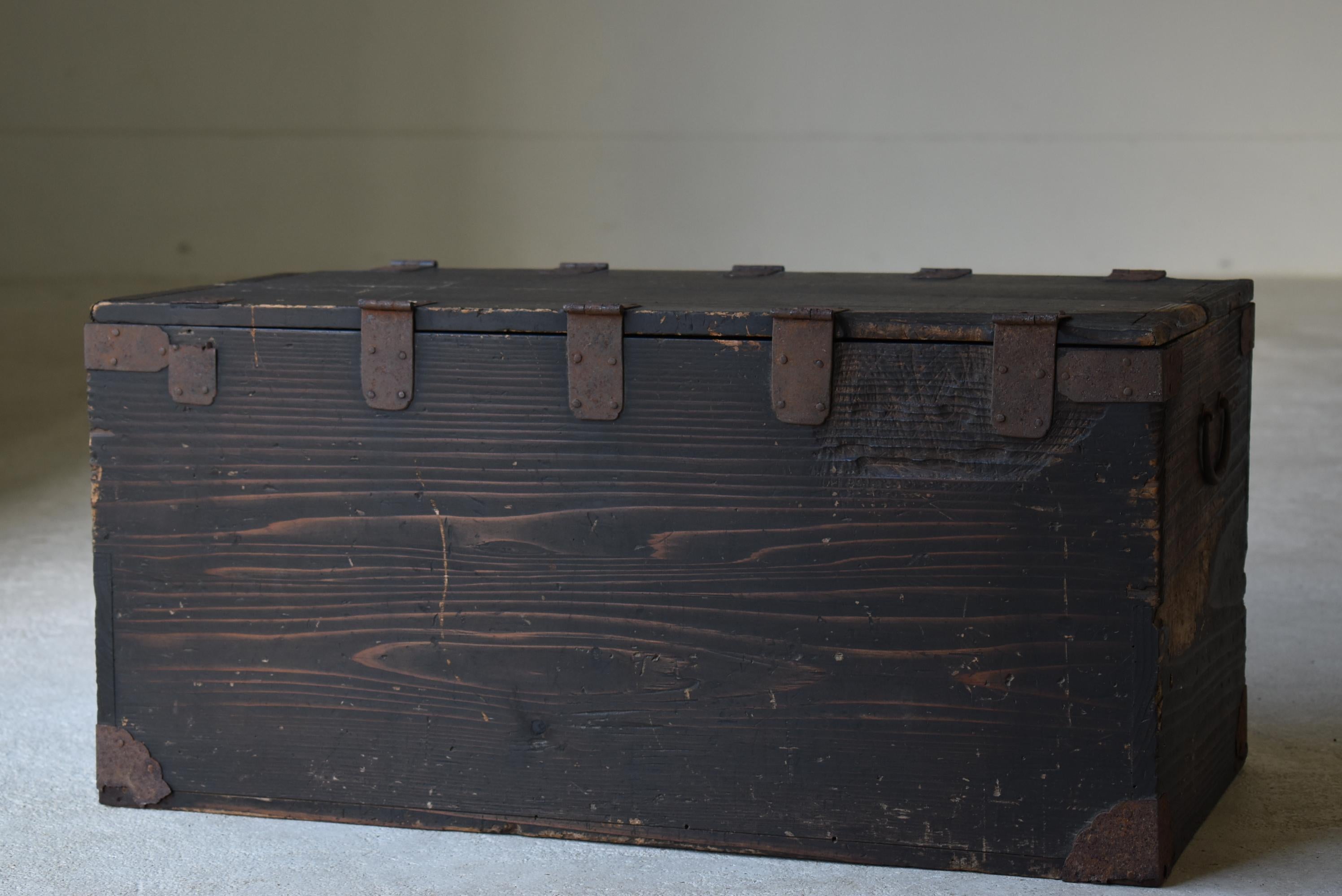 Japanese Old Wooden Box 1860s-1920s/Antique Storage Sofa Table Wabisabi Art 7
