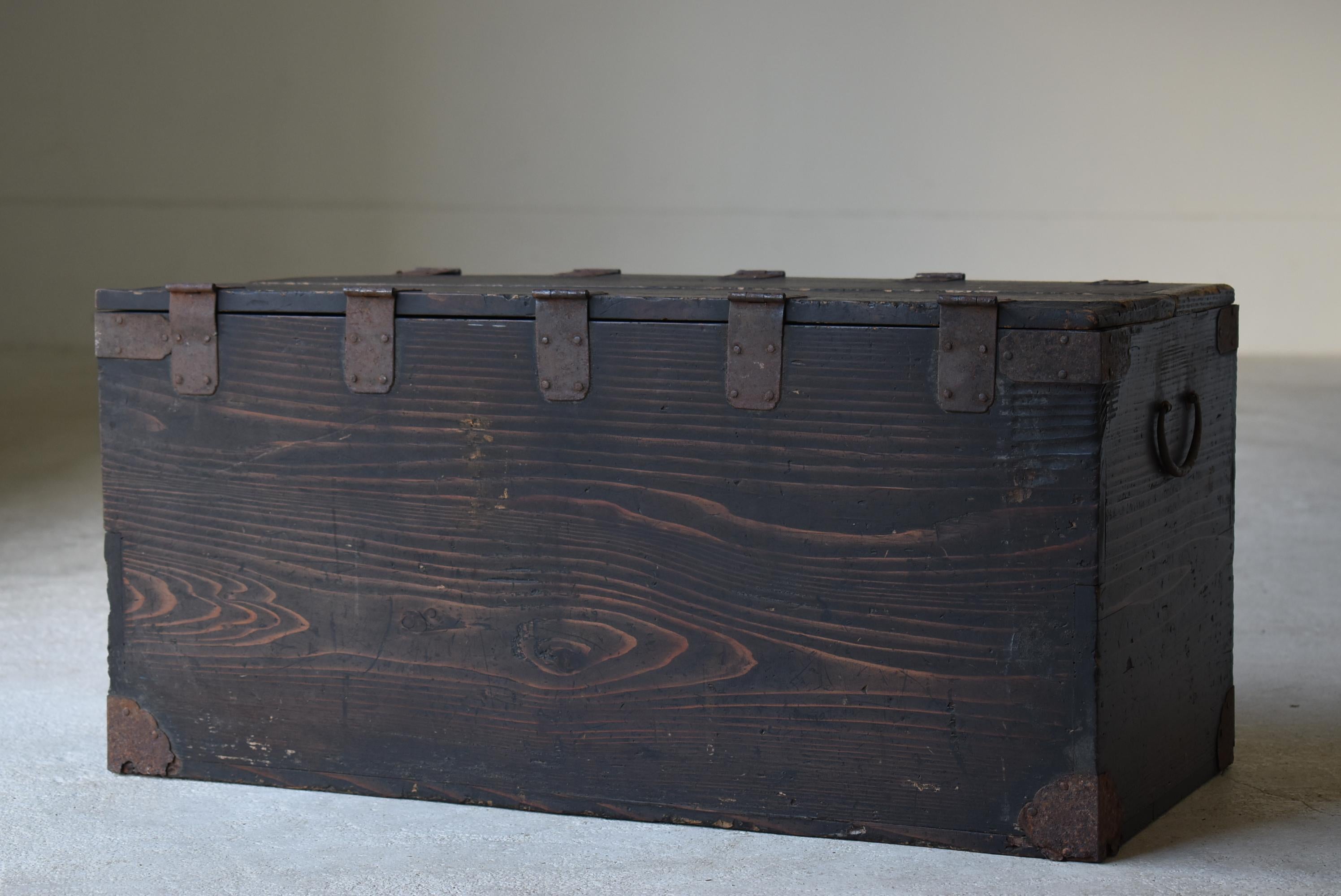 Japanese Old Wooden Box 1860s-1920s/Antique Storage Sofa Table Wabisabi Art 2