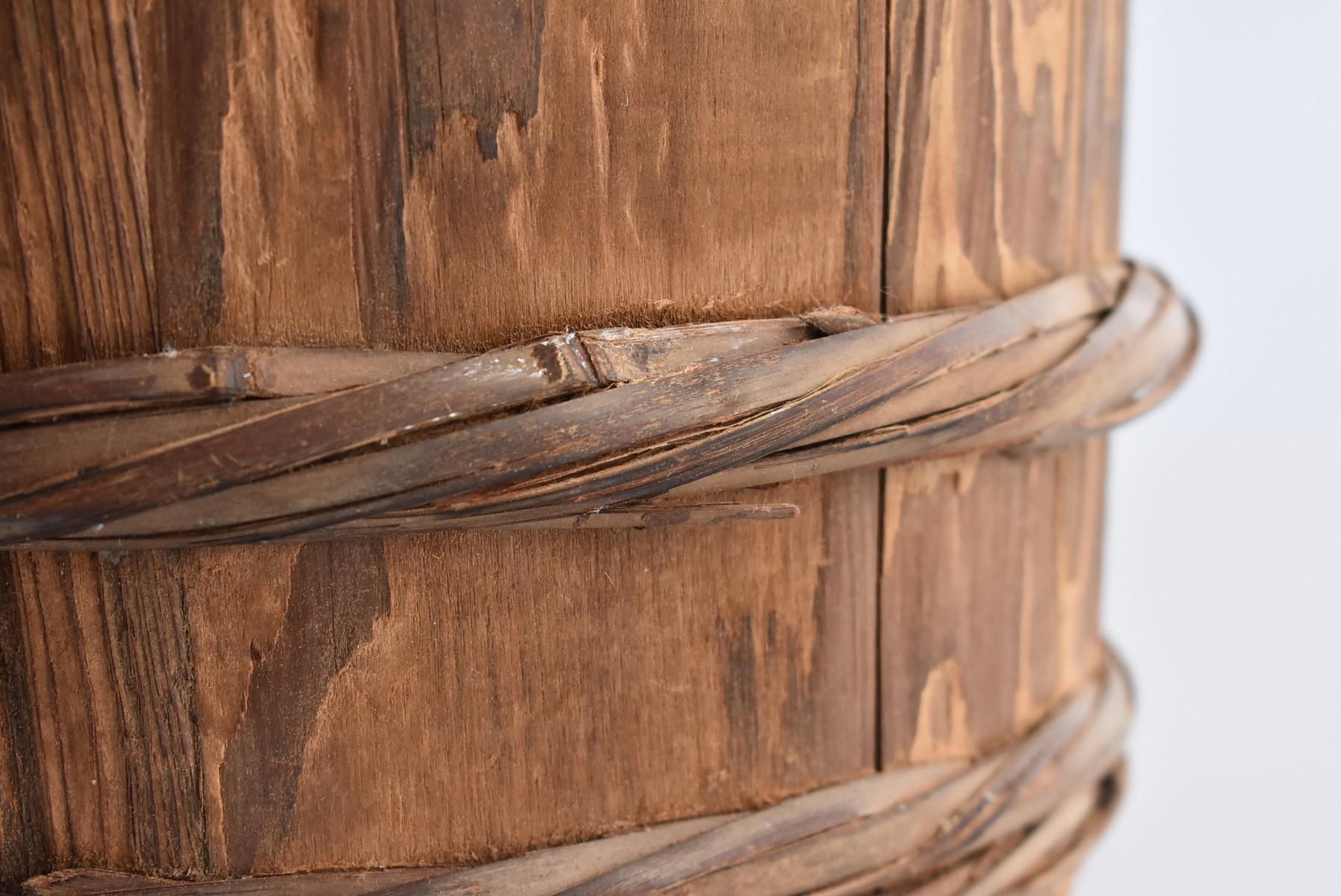 Japanese Old Wooden Bucket /Antique Vase /Wabi-Sabi Old Folk Implement 4