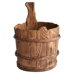 Seau en bois ancien japonais / Vase ancien /Wabi-Sabi - Intégration populaire ancienne