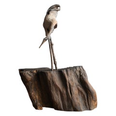 Japanese old wooden carved crane object/20th century/Wabi-Sabi ornament Japanese old wooden carved crane object/20th century/Wabi-Sabi ornament