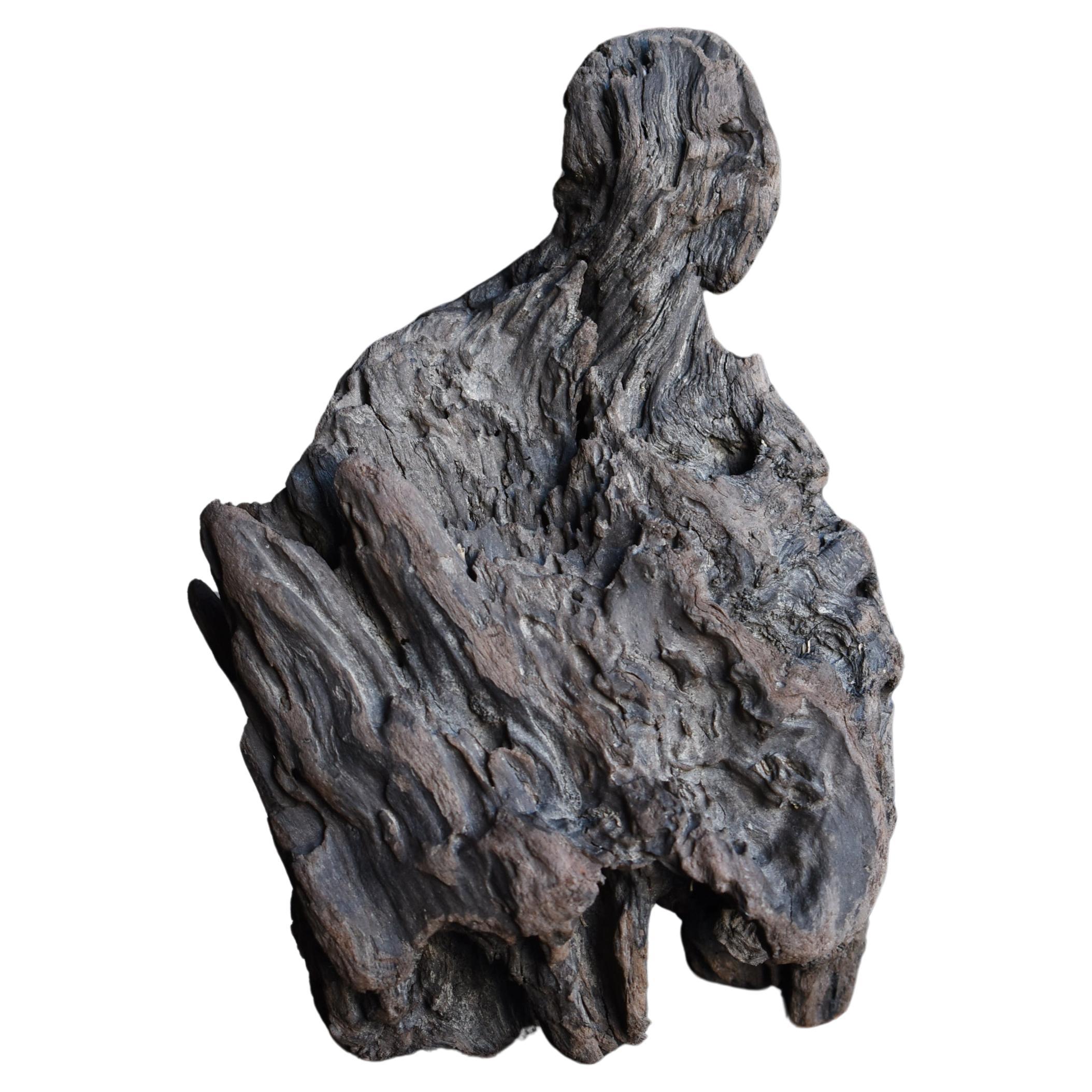 Japanische alte Holzfigur, menschliche organische Figur, Wabisabi-Skulptur, Objekt 