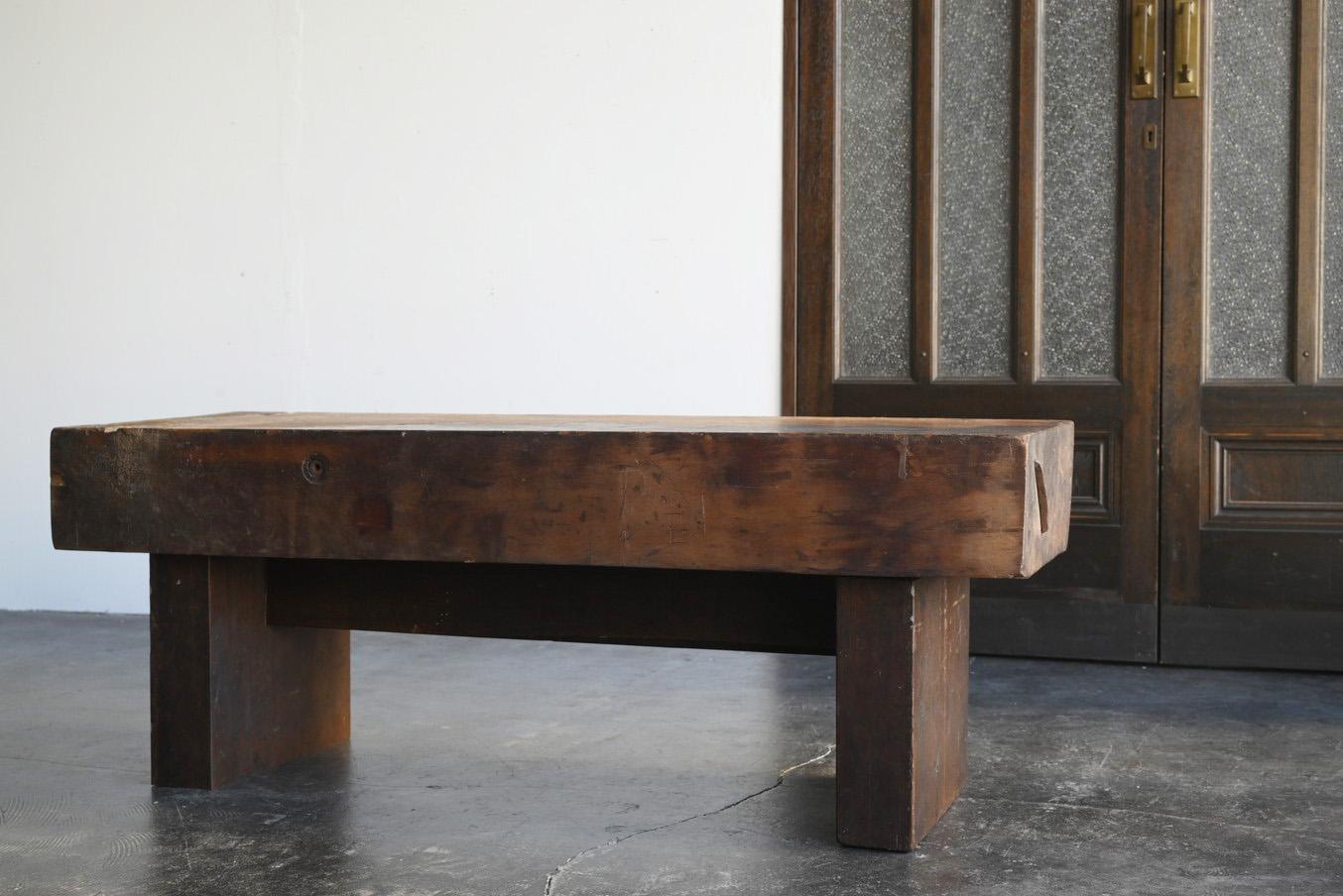 20th Century Japanese old wooden low table/1960/coffee table/wooden bench For Sale
