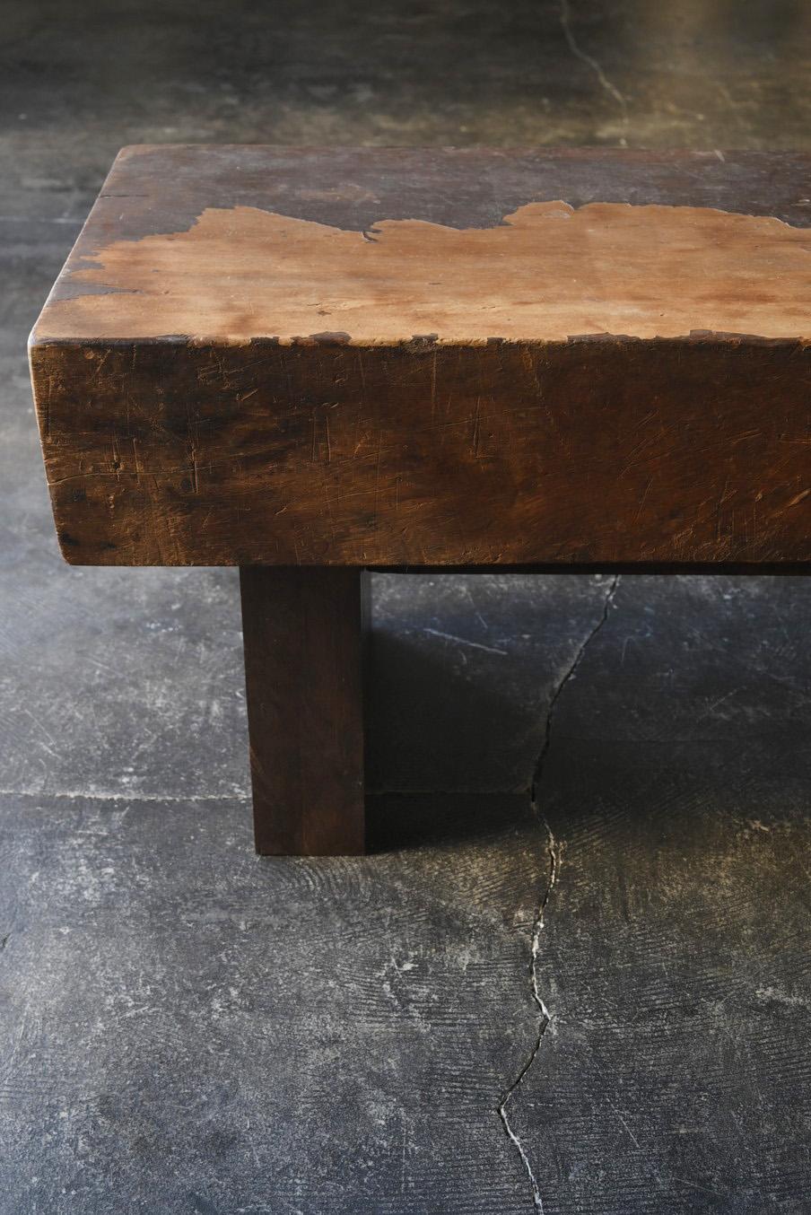 Beech Japanese old wooden low table/1960/coffee table/wooden bench For Sale