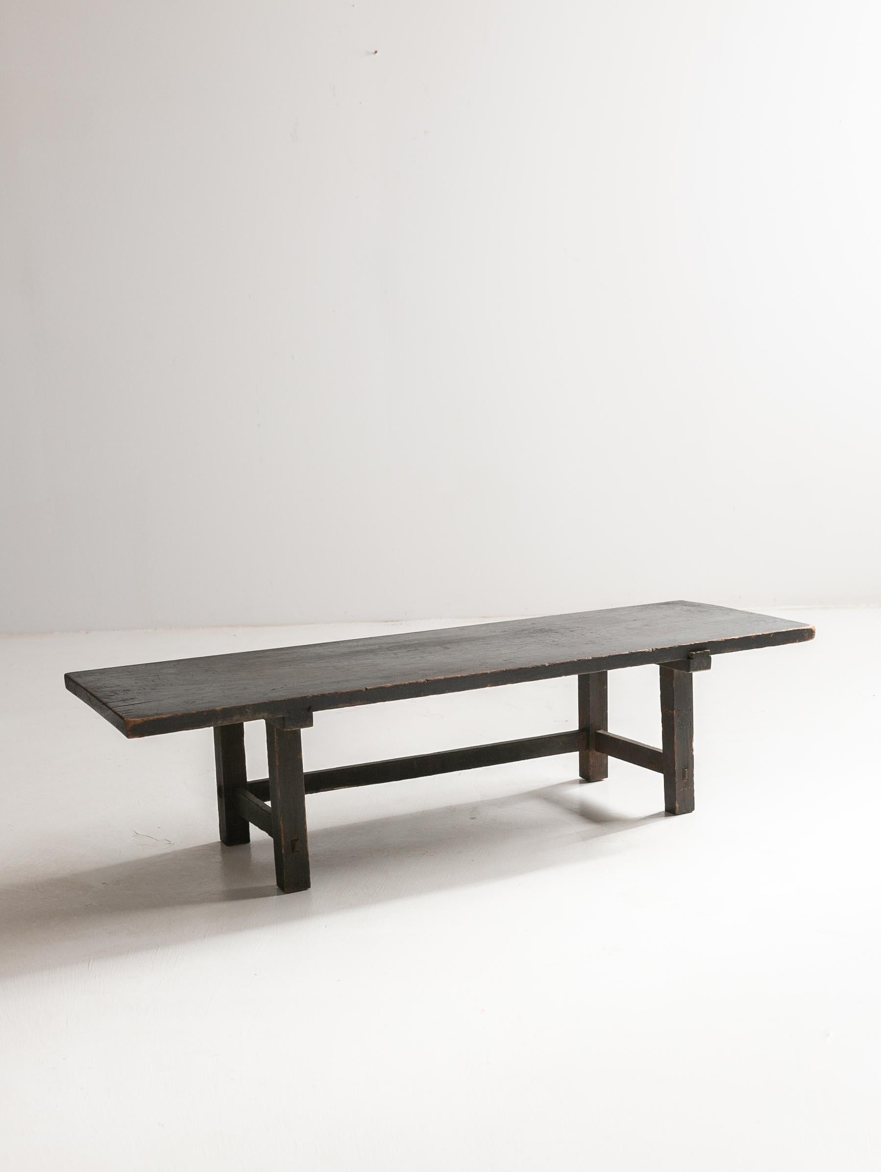 Japanese old wooden low table/ wabisabi coffee table/1850-1920 In Good Condition In Sammu-shi, Chiba