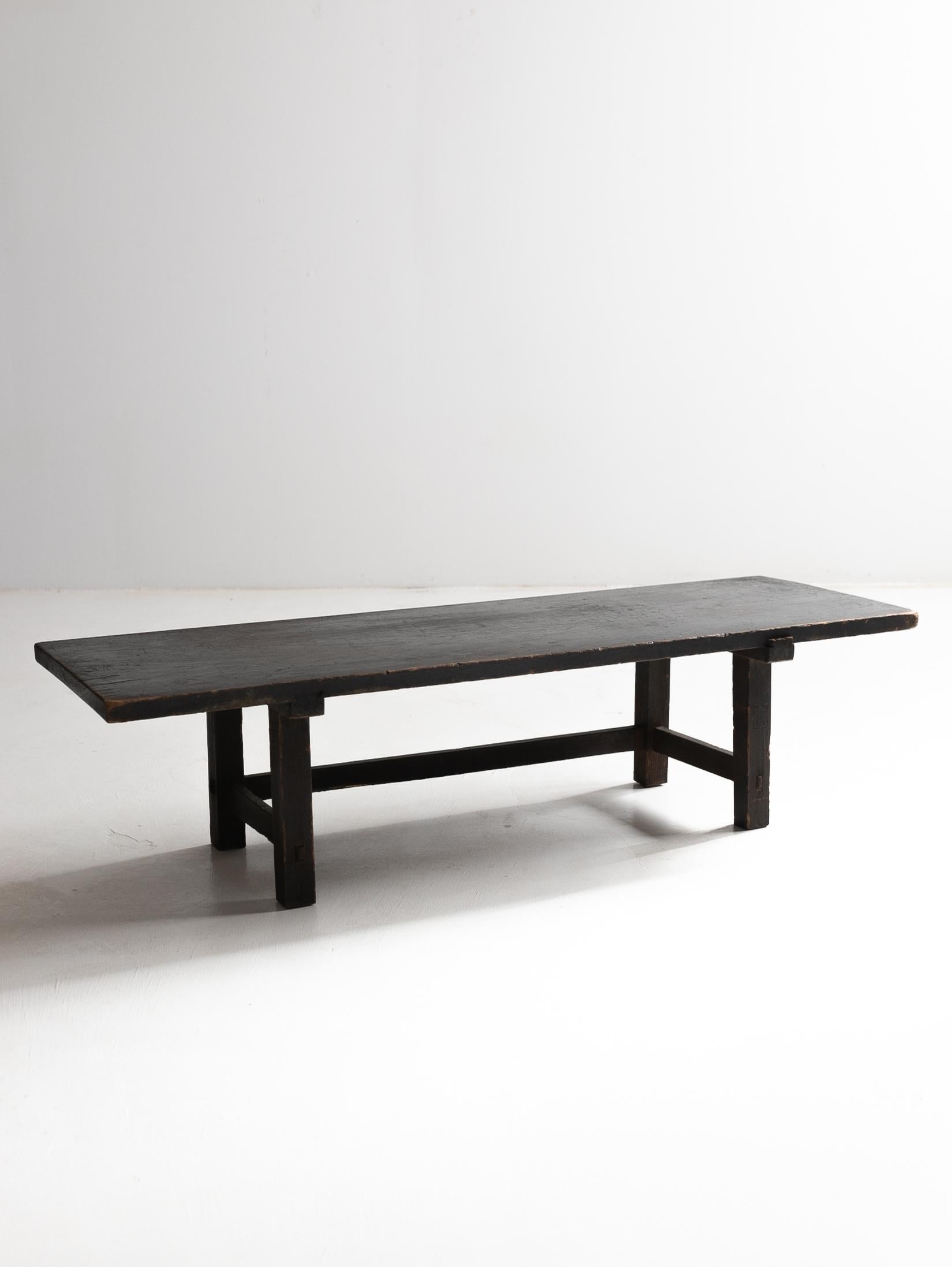 19th Century Japanese old wooden low table/ wabisabi coffee table/1850-1920 For Sale