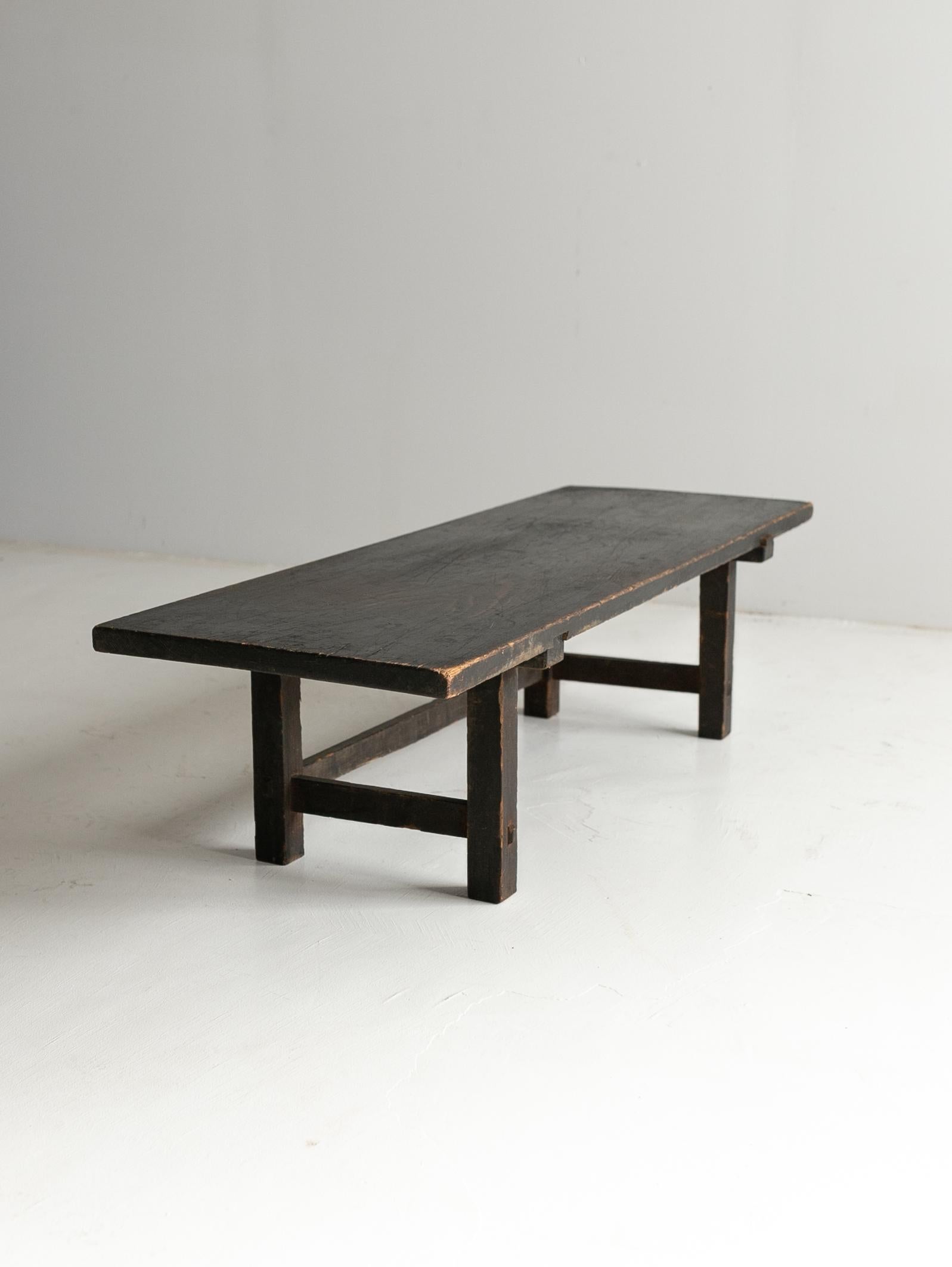 Japanese old wooden low table/ wabisabi coffee table/1850-1920 For Sale 1