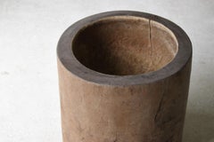 Vieux mortier japonais en bois 1860s-1900s/Ancien cache-plante primitif Wabisabi