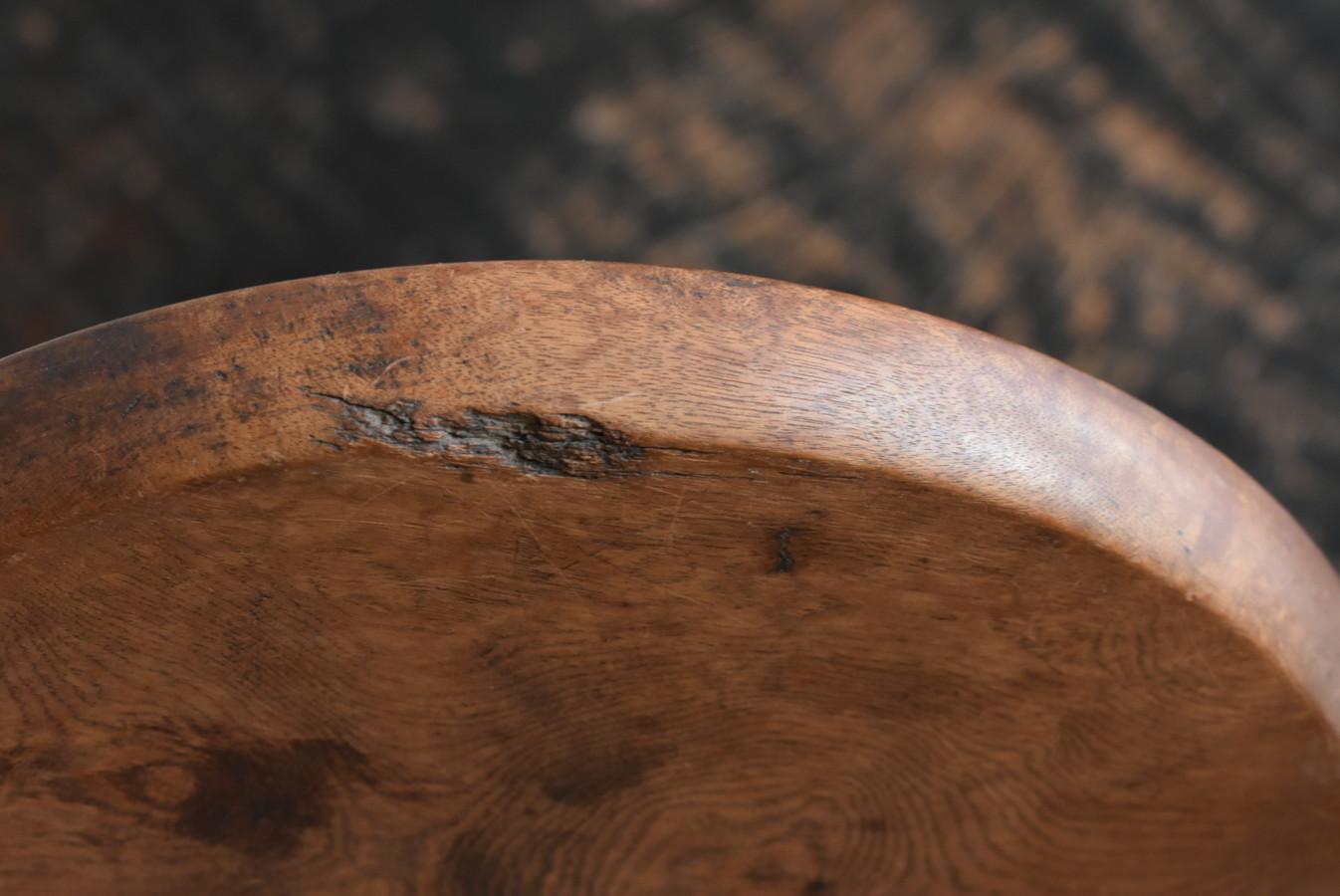 Japanese Old Wooden Round Tray/1930-1950/ Fine Wood Grain/Showa Era 11