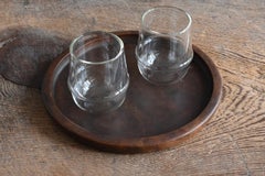 Japanese Old Wooden Round Tray/1930-1950/ Fine Wood Grain/Showa Era