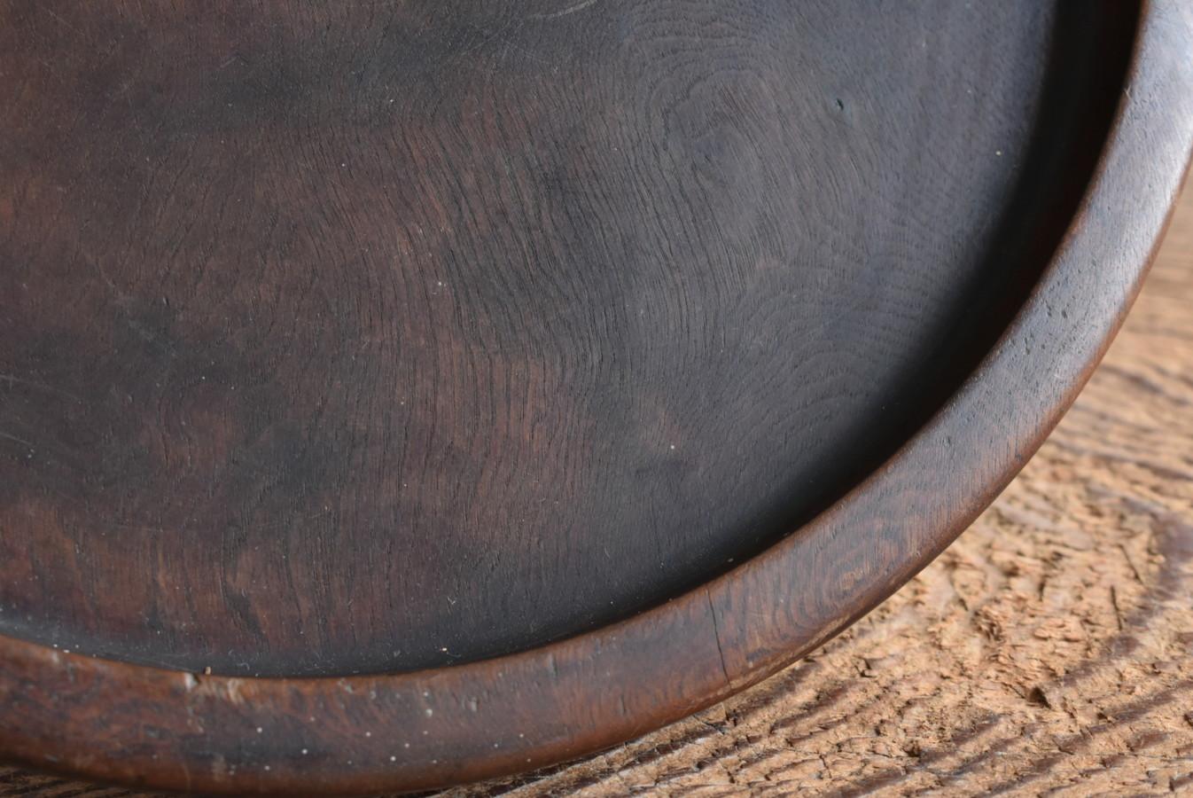 Japanese Old Wooden Round Tray/1930-1950/ Fine Wood Grain/Showa Era 2