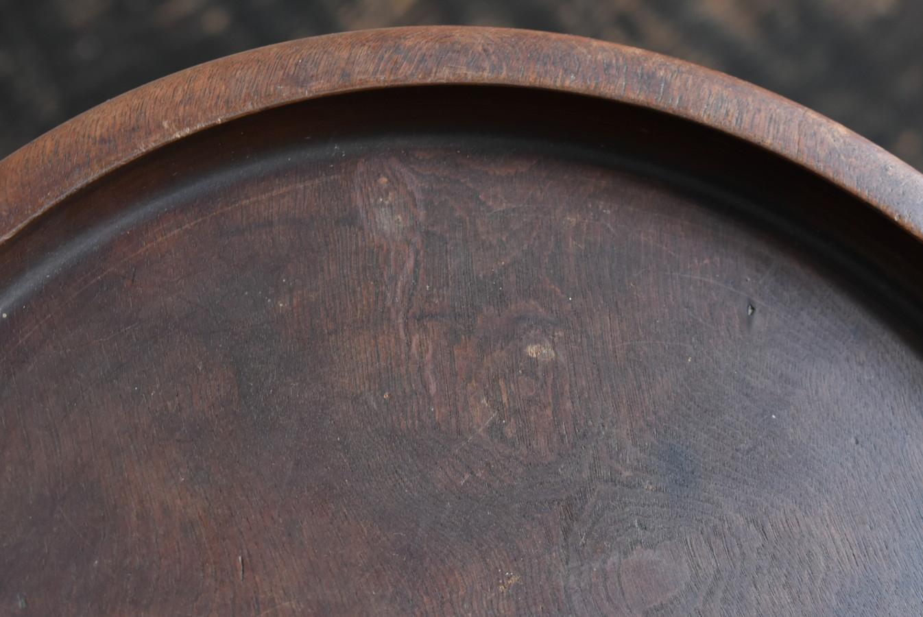 Japanese Old Wooden Round Tray/1930-1950/ Fine Wood Grain/Showa Era 3
