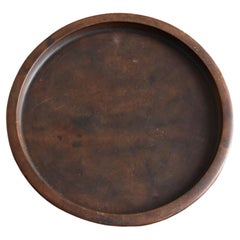 Vintage Japanese Old Wooden Round Tray/1930-1950/ Fine Wood Grain/Showa Era