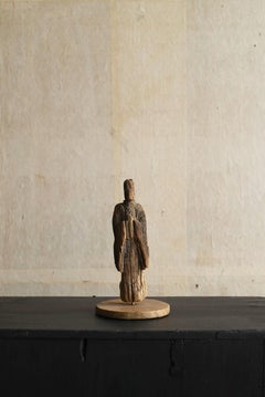 Japanese old wooden small Buddha statue/Withered Buddha statue/Wabi-Sabi statue