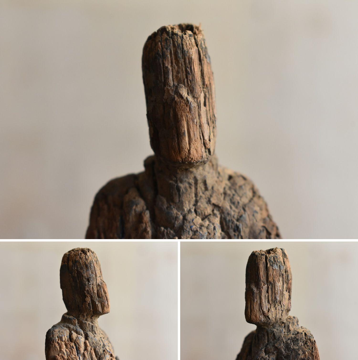 Hand-Carved Japanese old wooden small Buddha statue/Withered Buddha statue/Wabi-Sabi statue