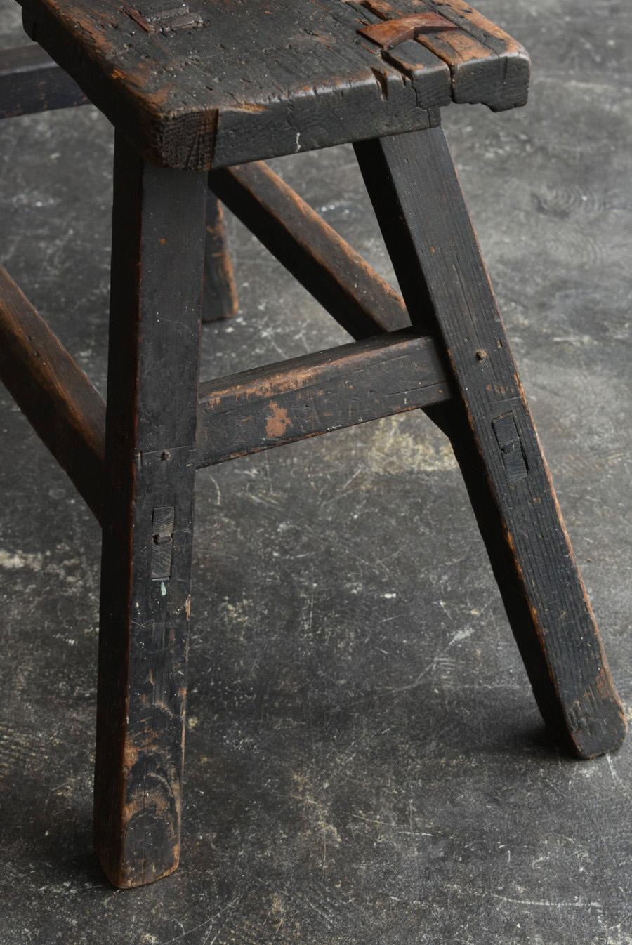 Japanese old wooden stool/1868-1920/Wabi-sabi chair/Mingei/Meiji-Showa 5