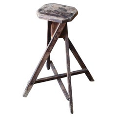 Japanese Old Wooden Stool / 1940-1970 / Exhibition Table / Flower Stand