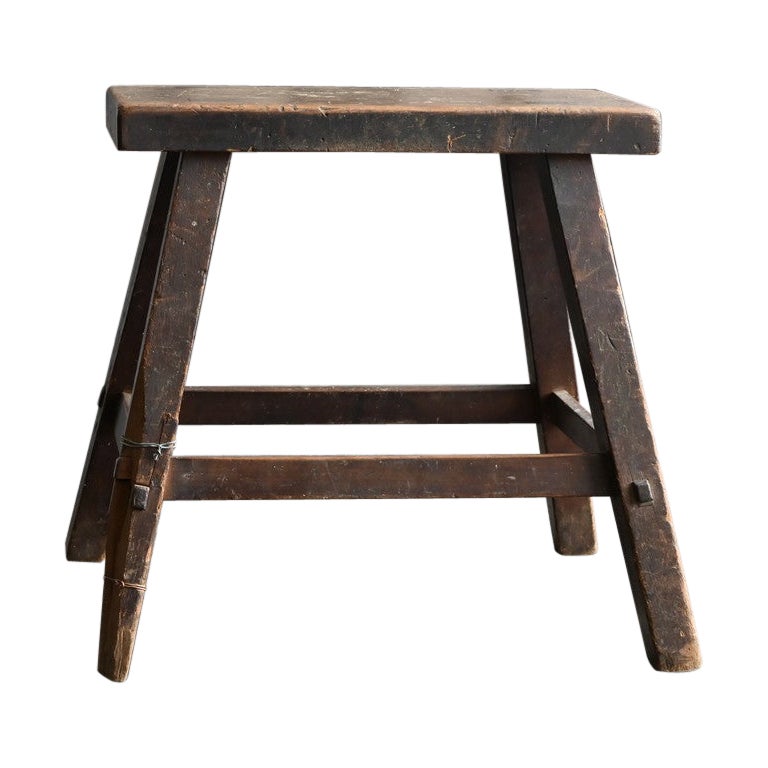 Tabouret japonais en bois ancien / 20e siècle / Période Taisho à Showa