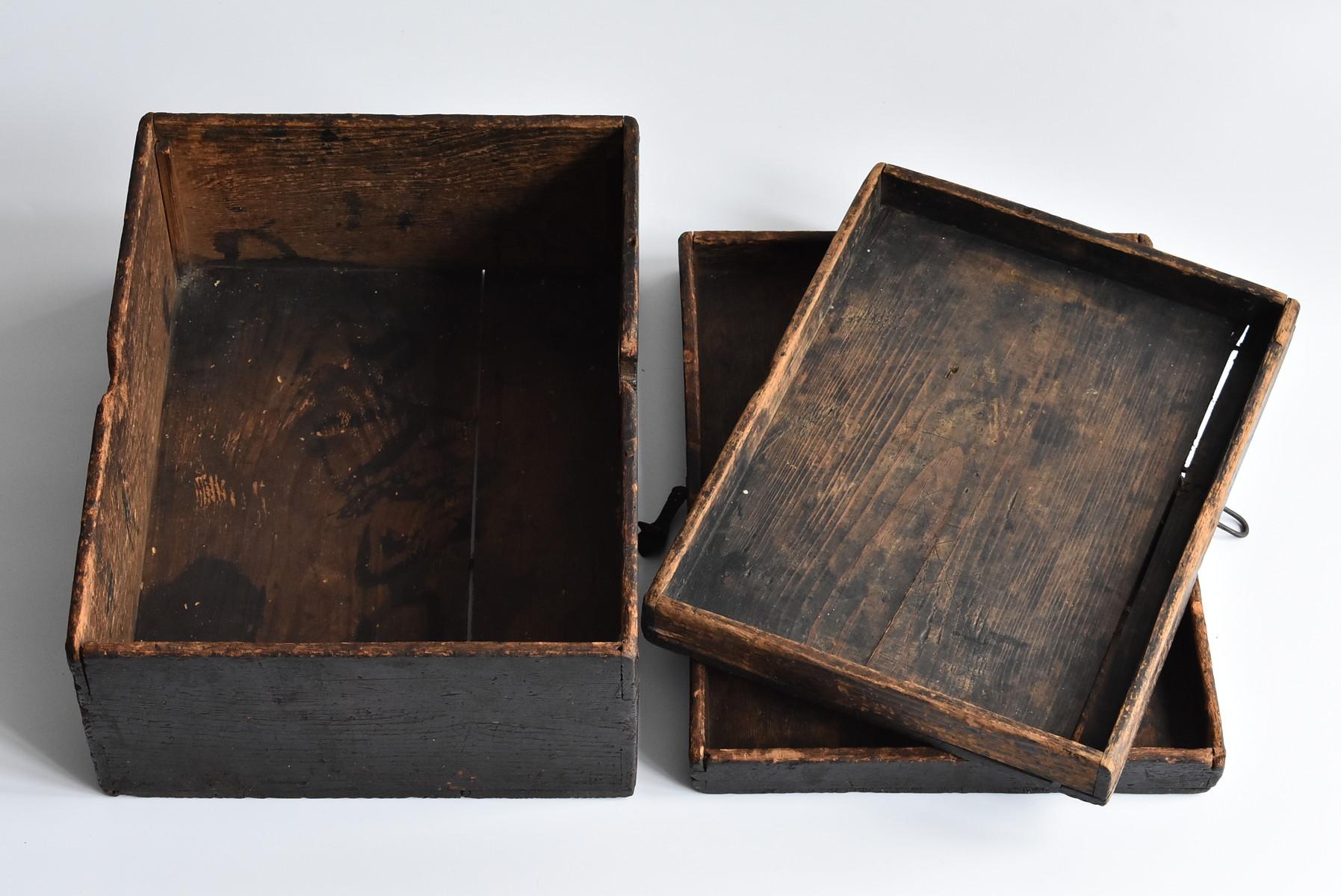 Japanese Old Wooden Tool Box / Antique Display Stand / Wabi-Sabi Storage Box 7