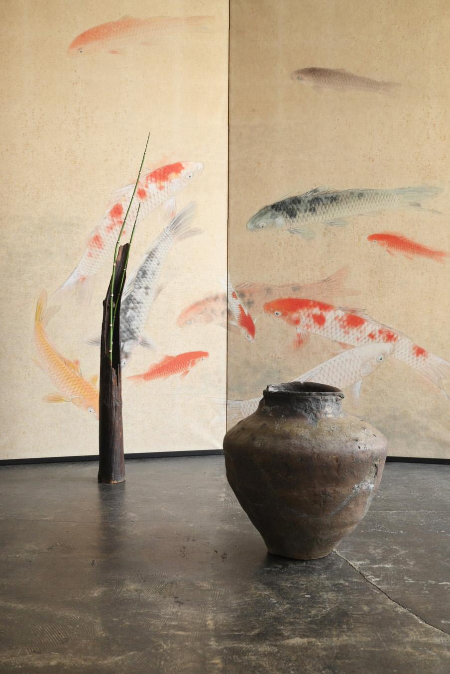 Vase japonais en bois ancien/20e siècle/vase wabi-sabi mural en vente 9