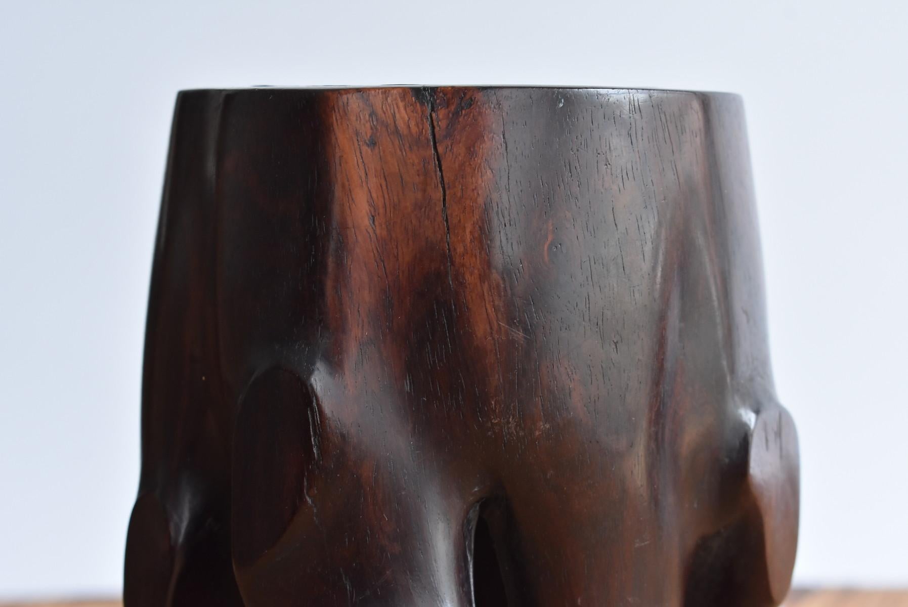 Japanese Old Wooden Vase / Small Vase Carved like a Root/1920s-1950s 3