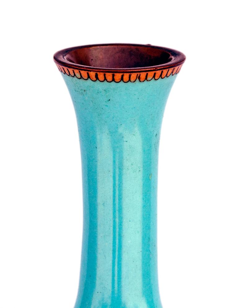 Bronze Japanese Ombre Cloisonné Enameled Vase For Sale