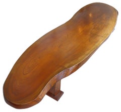 Japanese Organic Modern Bench or Coffee Table in Keyaki