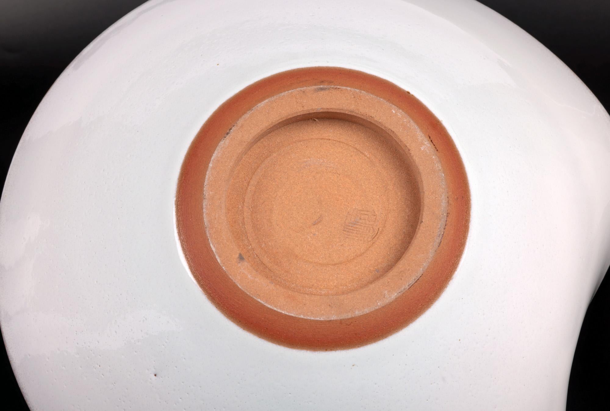 Japanese Organic Shaped White Glazed Studio Pottery Bowl For Sale 7