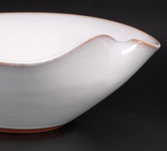 Japanese Organic Shaped White Glazed Studio Pottery Bowl