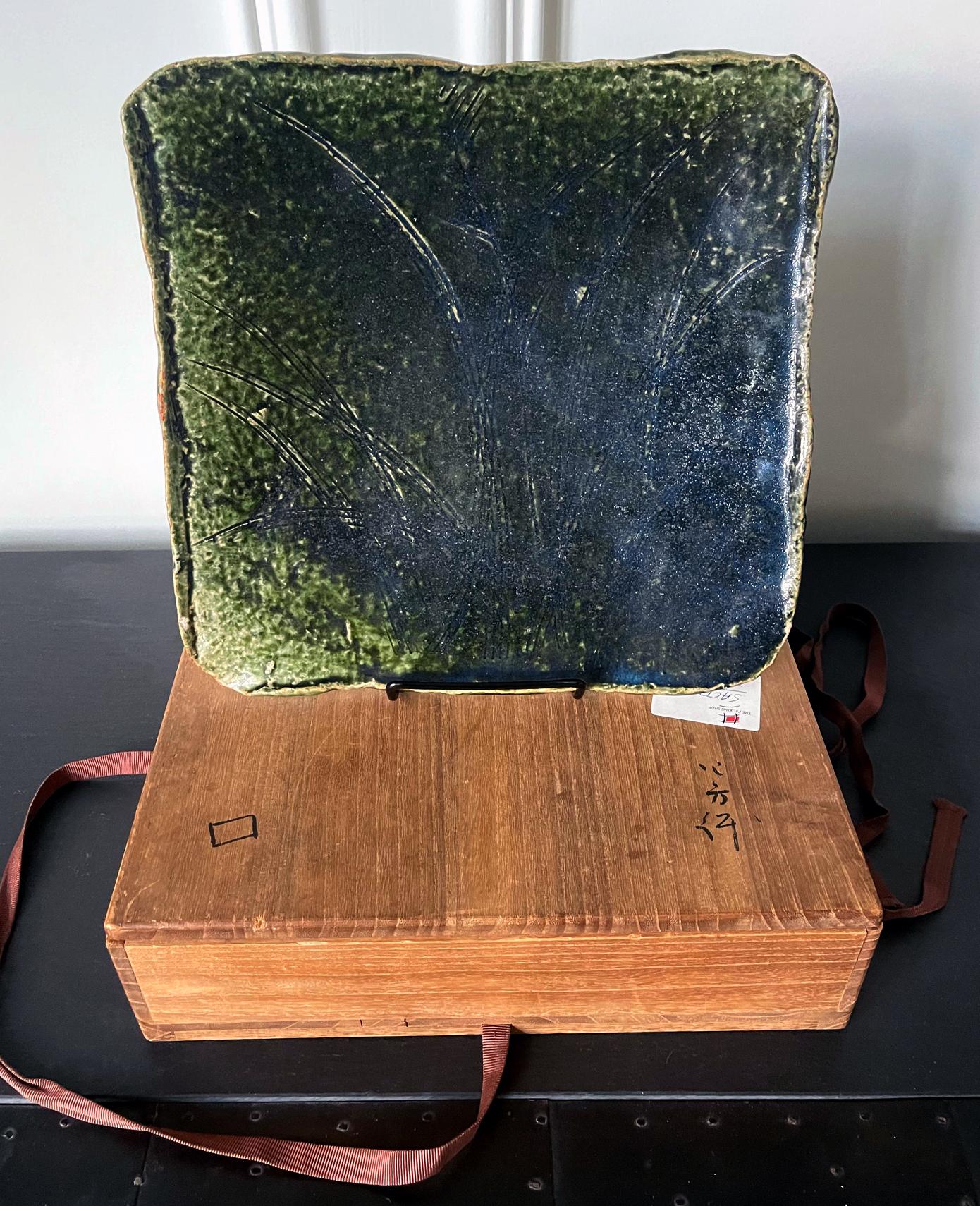 Ceramica Piatto quadrato giapponese Oribe di Rosanjin Kitaoji in vendita